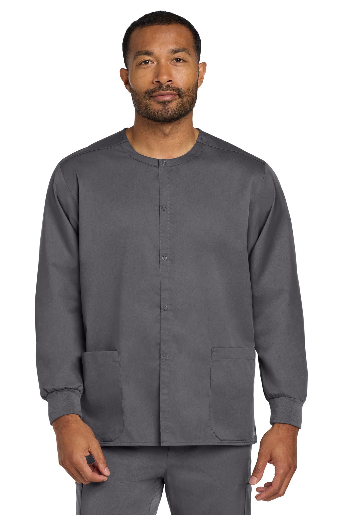 Custom Embroidery or DTF Print - Wink ® Unisex WorkFlex Snap-Front Scrub Jacket WW3080