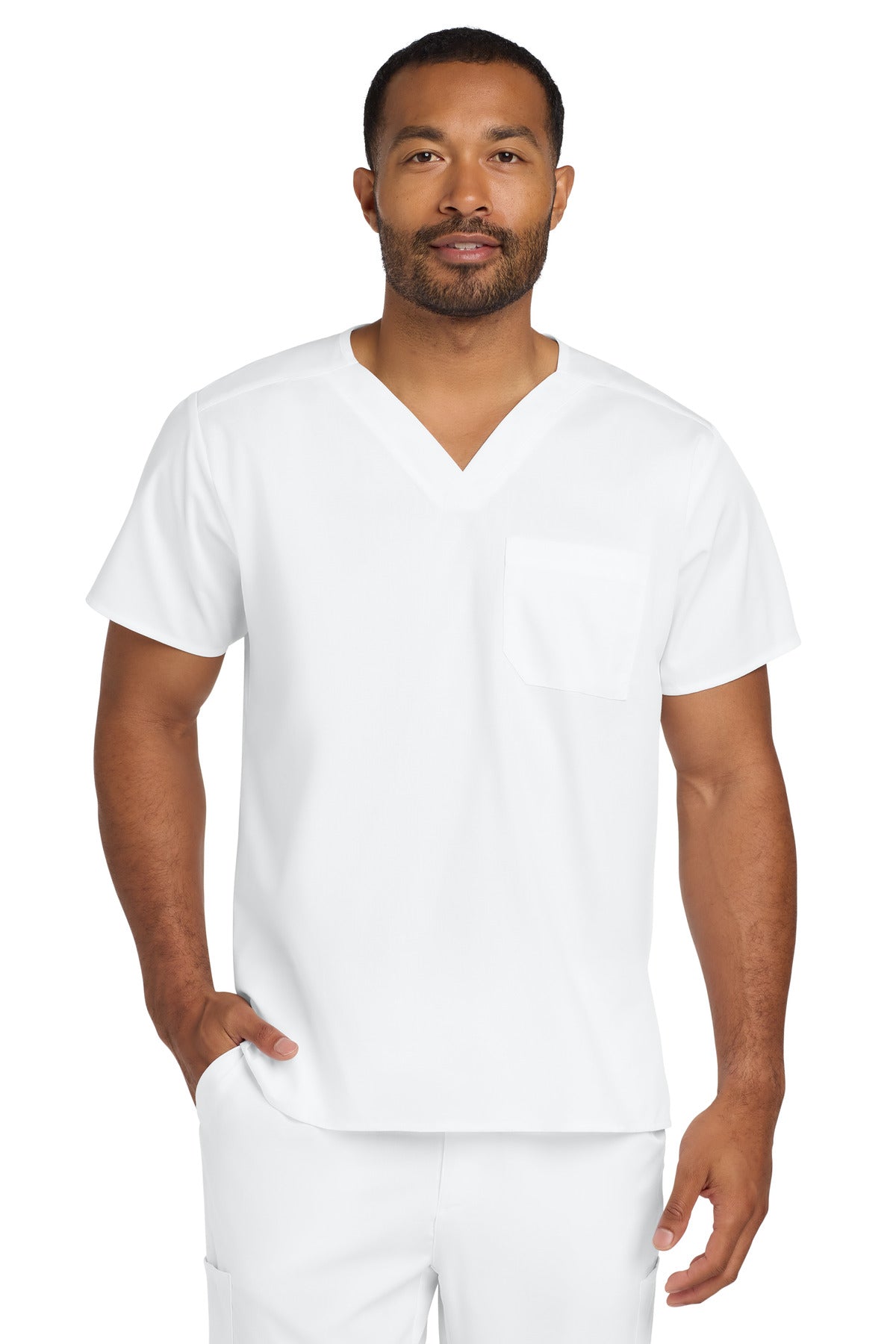 Custom Embroidery or DTF Print - Wink ® Unisex WorkFlex Chest Pocket V-Neck Top WW3160