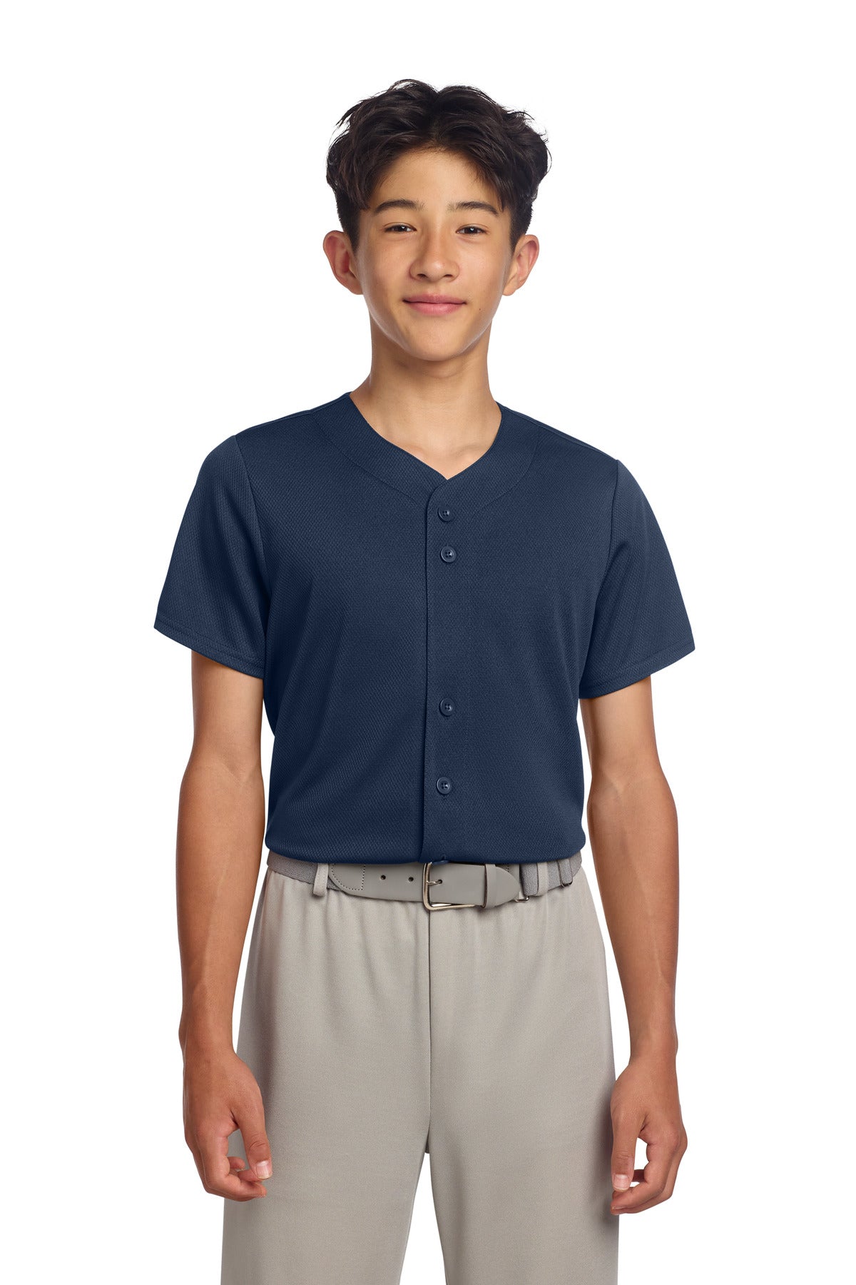 Custom Embroidery or DTF Print - Sport-Tek ® Youth PosiCharge ® Tough Mesh Full-Button Jersey YST220