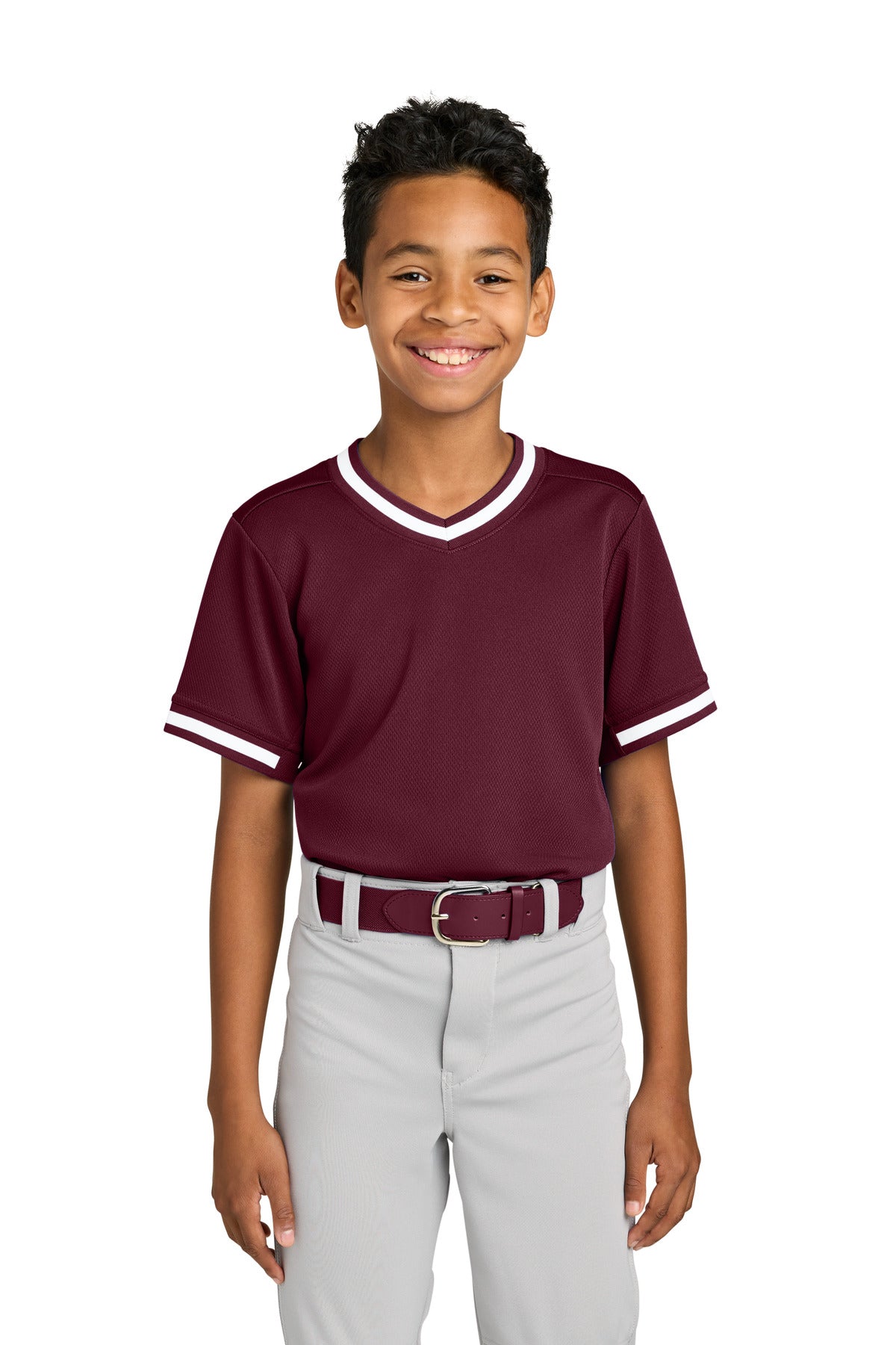 Custom Embroidery or DTF Print - Sport-Tek ® Youth Tough Mesh V-Neck Baseball Jersey YST221