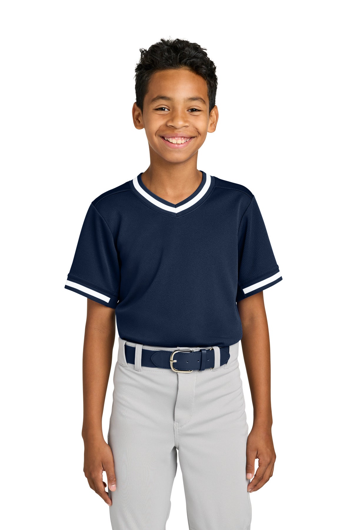Custom Embroidery or DTF Print - Sport-Tek ® Youth Tough Mesh V-Neck Baseball Jersey YST221
