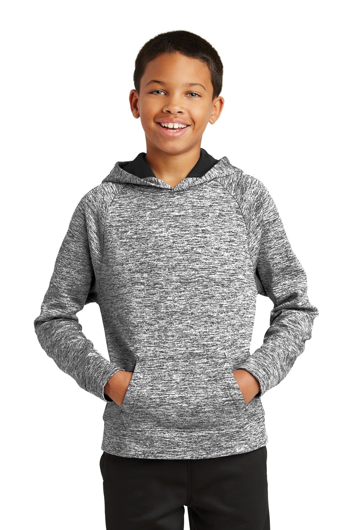 Custom Embroidered or DTF Print on Sport-Tek ® Youth PosiCharge ® Electric Heather Fleece Hooded Pullover. YST225