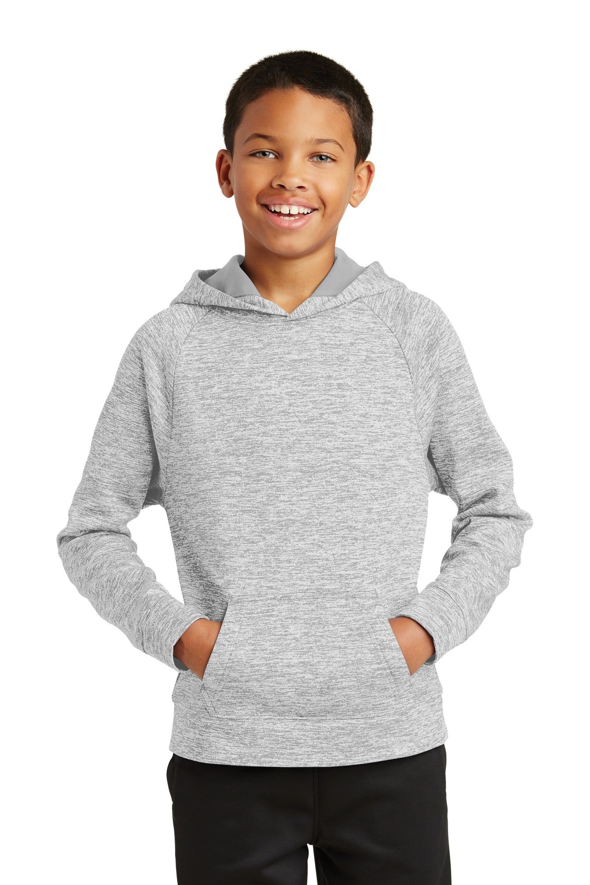 Custom Embroidered or DTF Print on Sport-Tek ® Youth PosiCharge ® Electric Heather Fleece Hooded Pullover. YST225