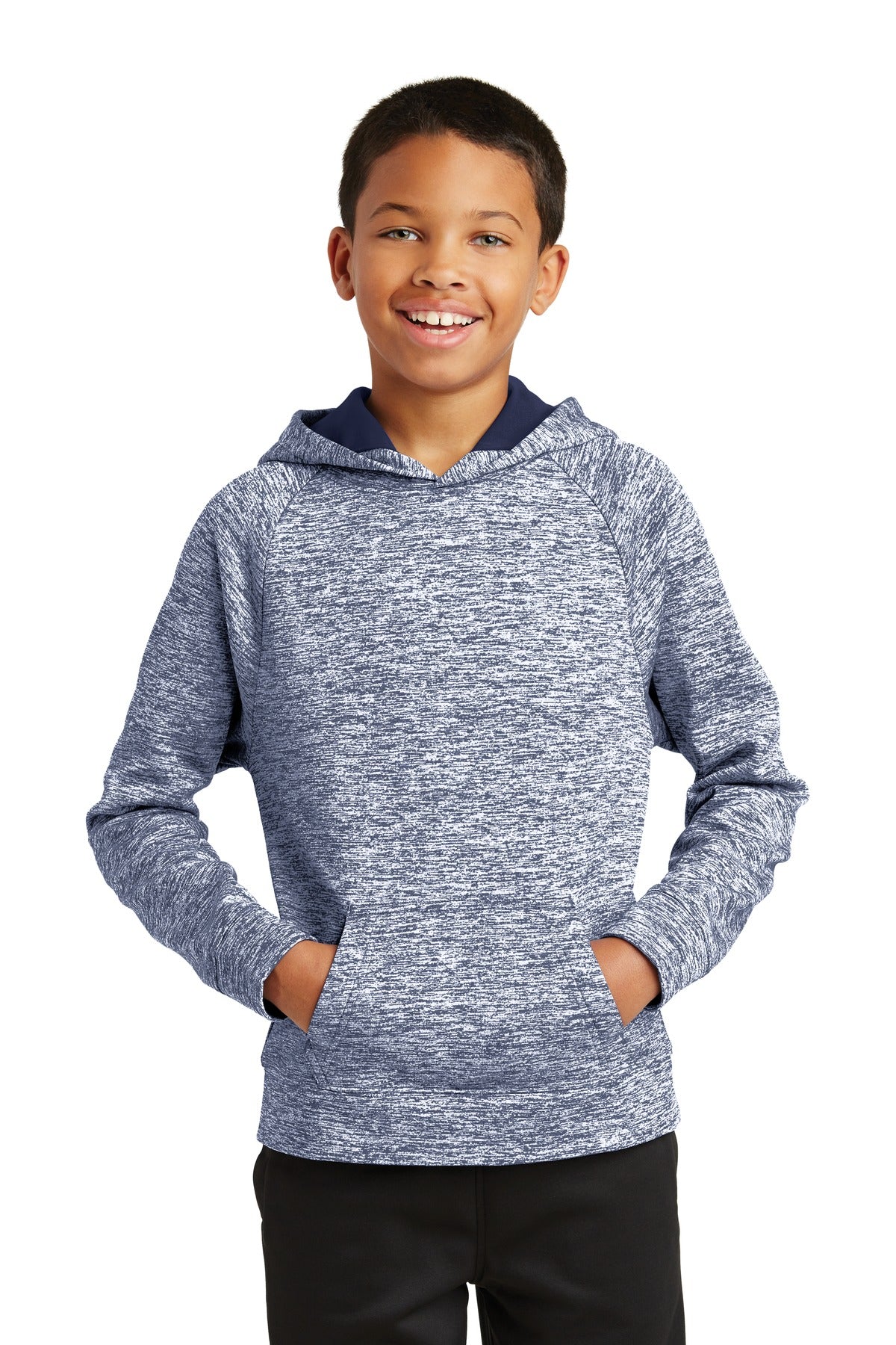 Custom Embroidered or DTF Print on Sport-Tek ® Youth PosiCharge ® Electric Heather Fleece Hooded Pullover. YST225