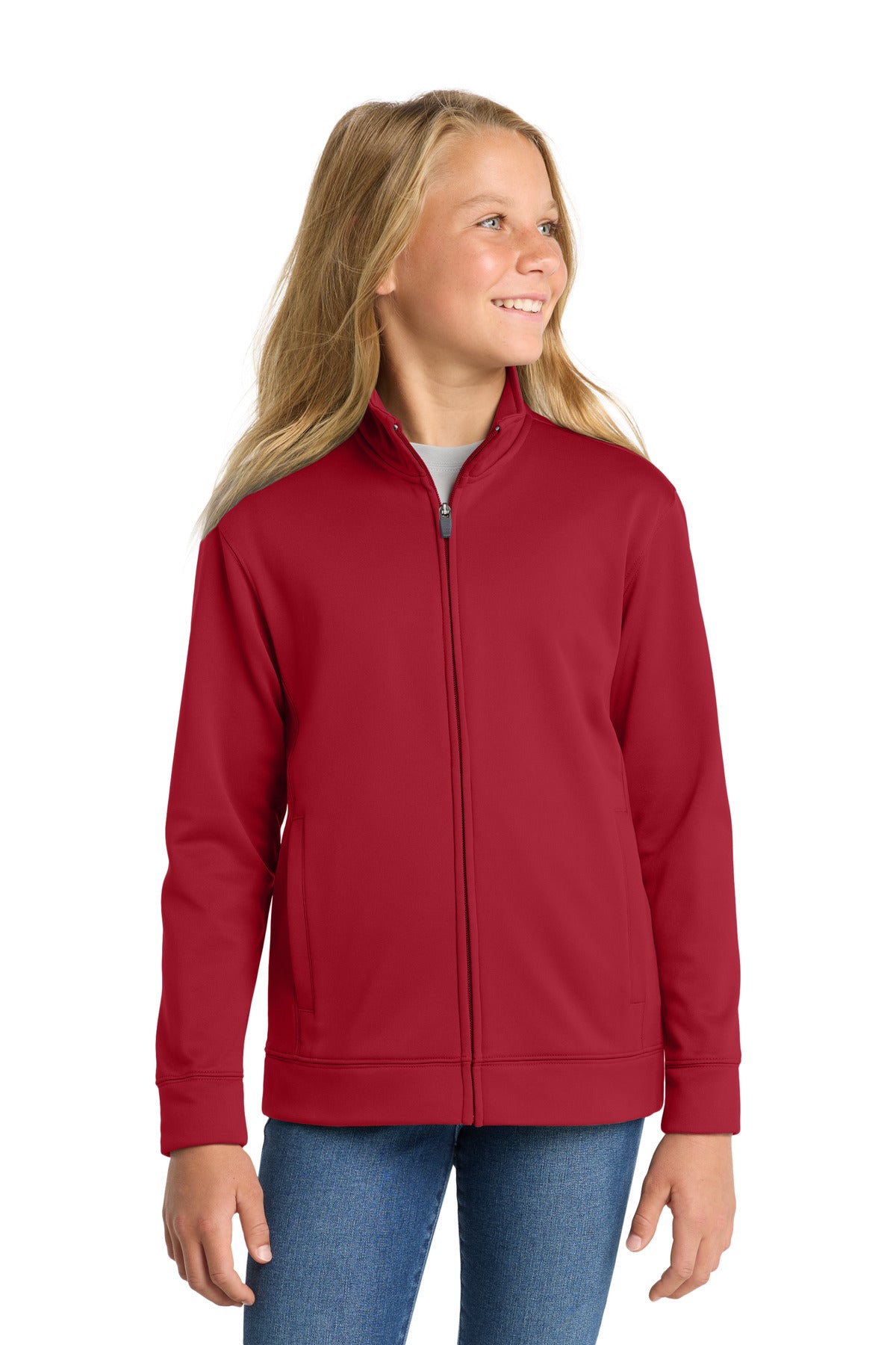 Custom Embroidery or DTF Print - Sport-Tek ® Youth Sport-Wick ® Fleece Full-Zip Jacket. YST241