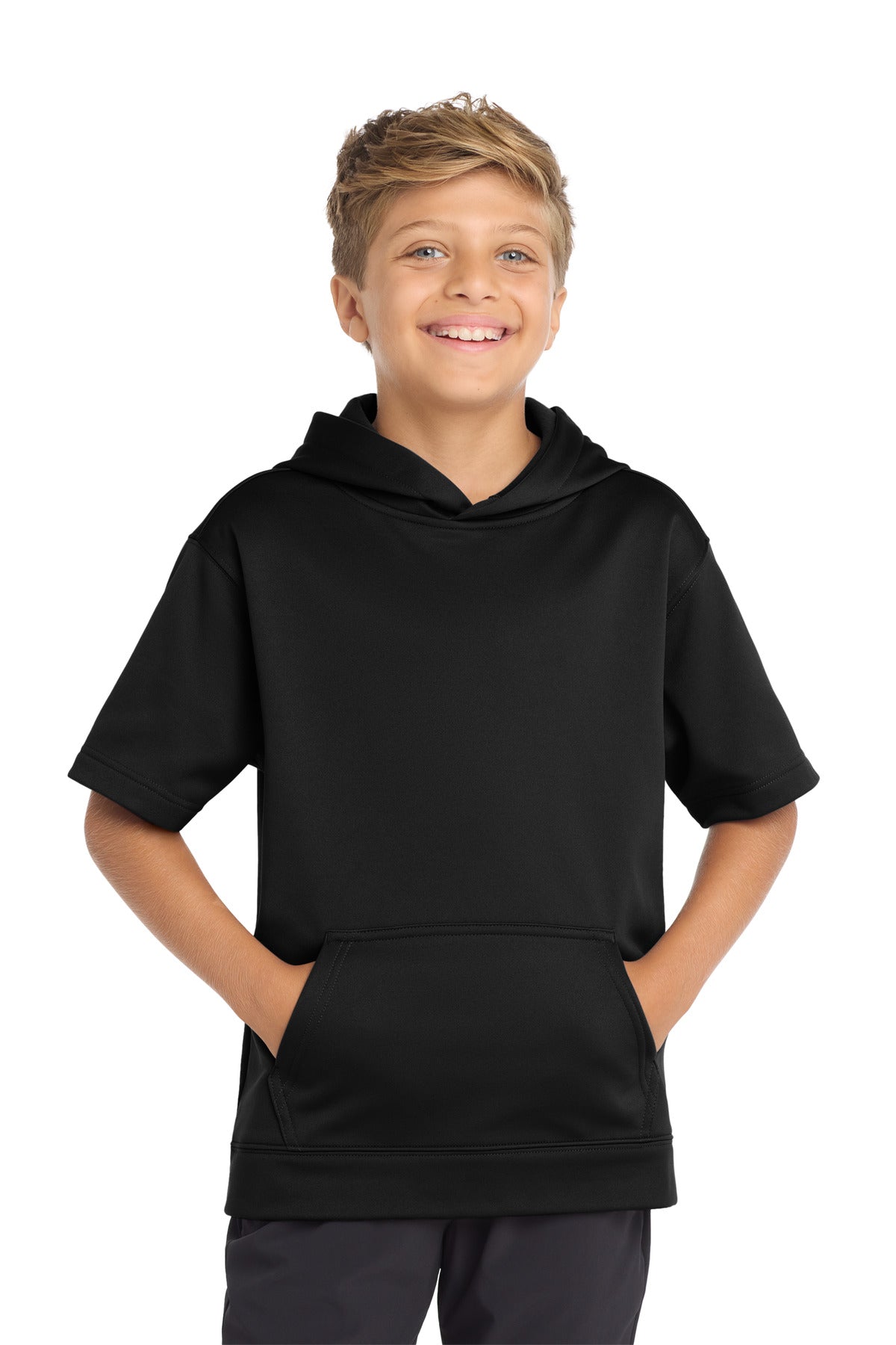 Custom Embroidery or DTF Print - Sport-Tek ® Youth Sport-Wick ® Fleece Short Sleeve Hooded Pullover. YST251