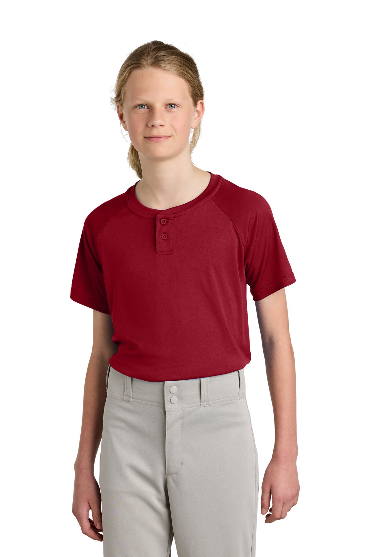 Custom Embroidery or DTF Print - Sport-Tek ® Youth PosiCharge ® Competitor ™ 2-Button Henley YST359