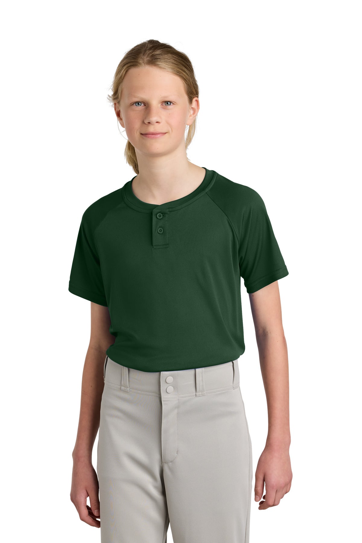 Custom Embroidery or DTF Print - Sport-Tek ® Youth PosiCharge ® Competitor ™ 2-Button Henley YST359