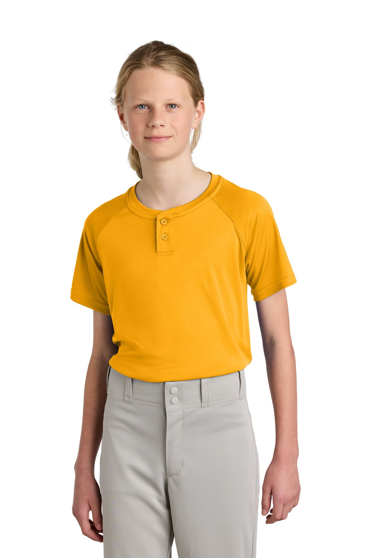 Custom Embroidery or DTF Print - Sport-Tek ® Youth PosiCharge ® Competitor ™ 2-Button Henley YST359