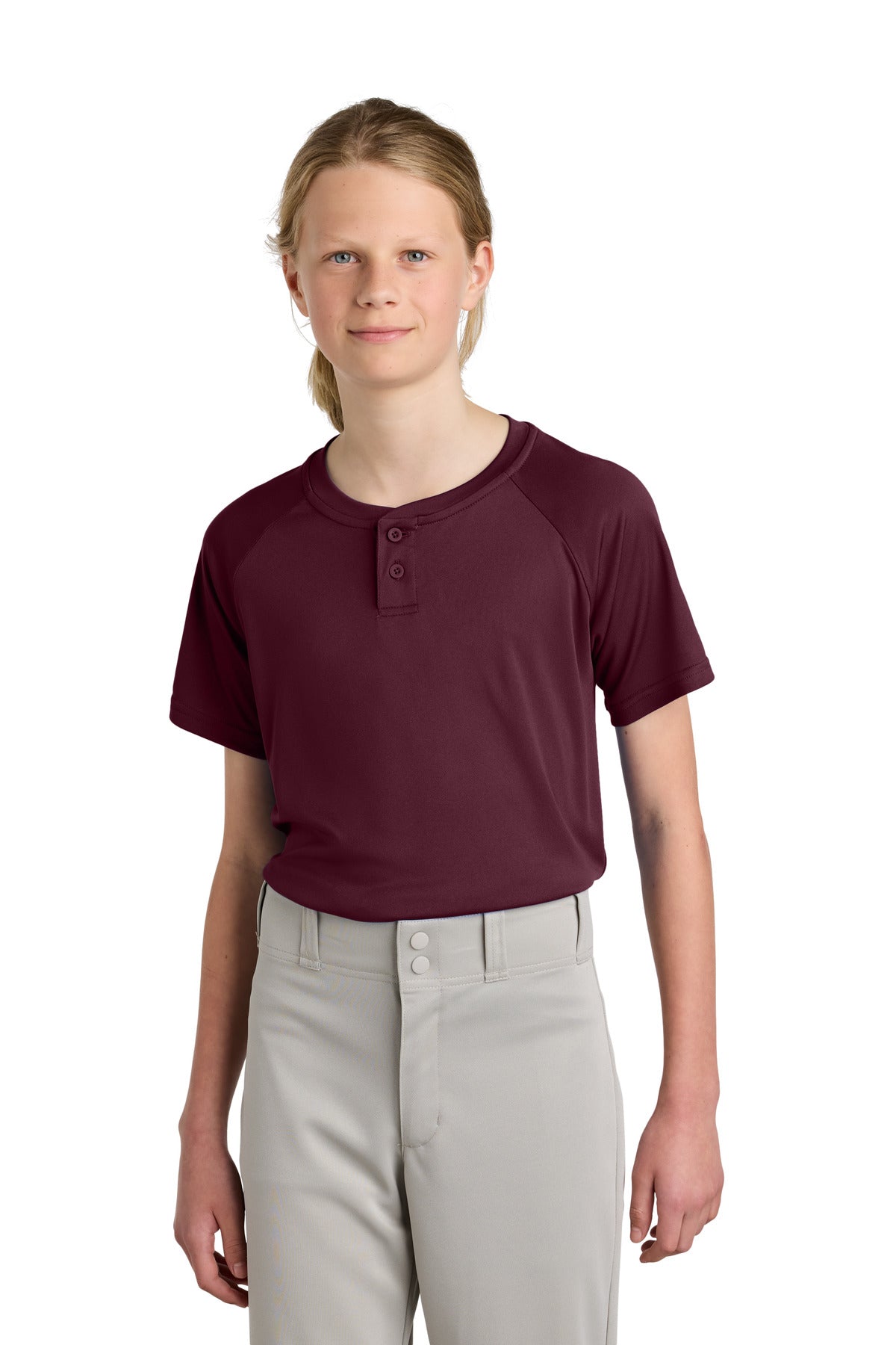 Custom Embroidery or DTF Print - Sport-Tek ® Youth PosiCharge ® Competitor ™ 2-Button Henley YST359