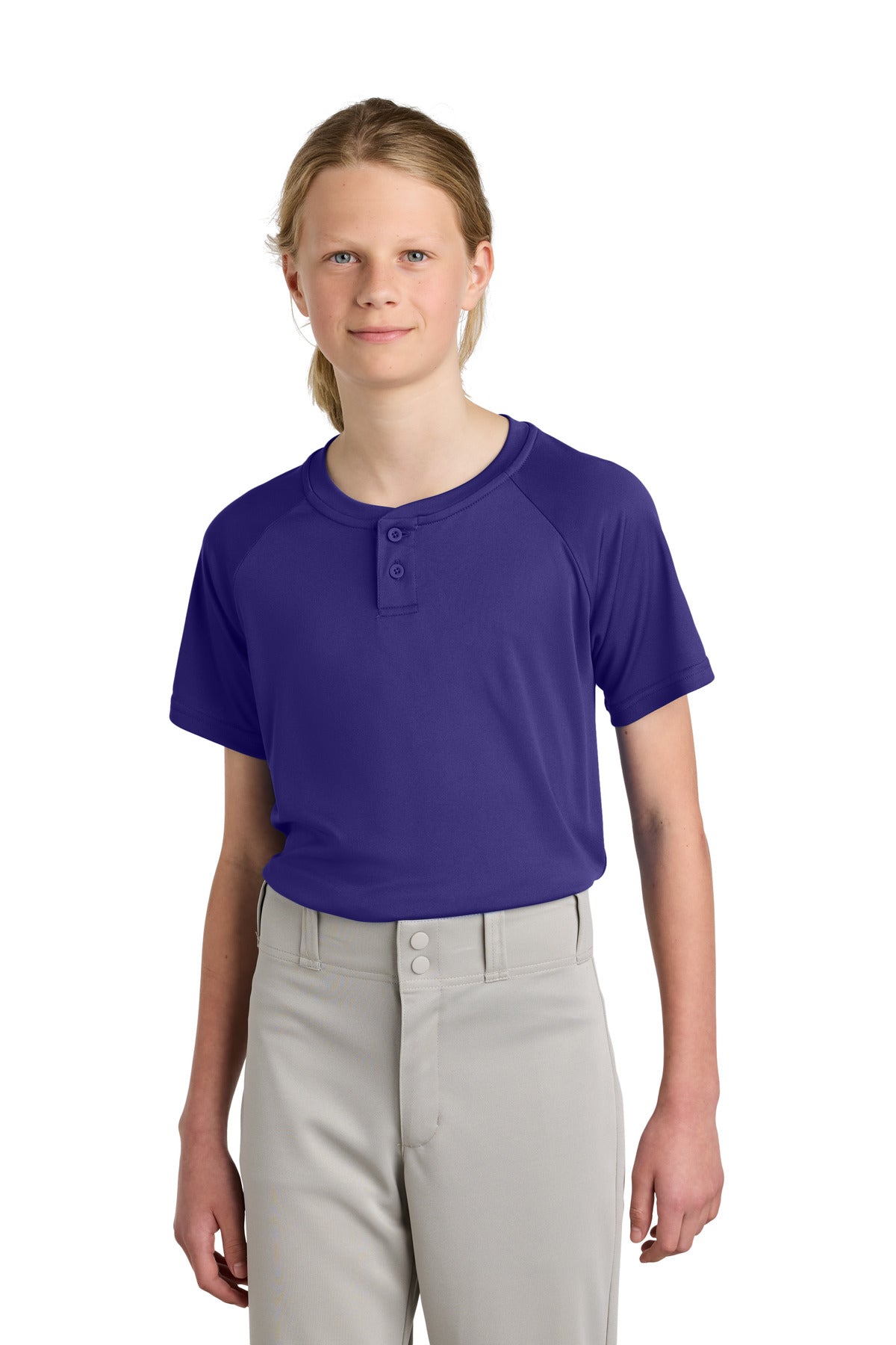 Custom Embroidery or DTF Print - Sport-Tek ® Youth PosiCharge ® Competitor ™ 2-Button Henley YST359