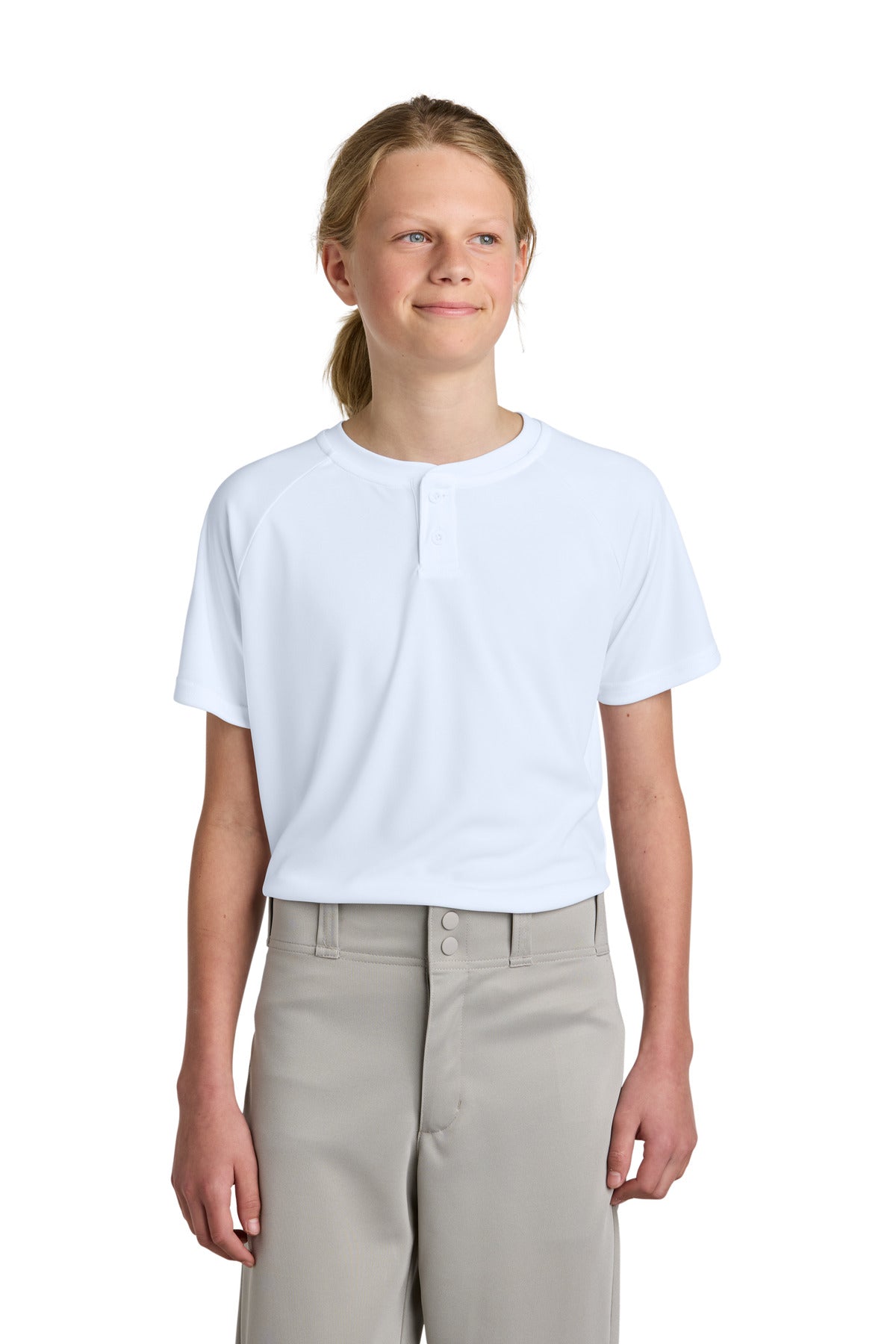 Custom Embroidery or DTF Print - Sport-Tek ® Youth PosiCharge ® Competitor ™ 2-Button Henley YST359