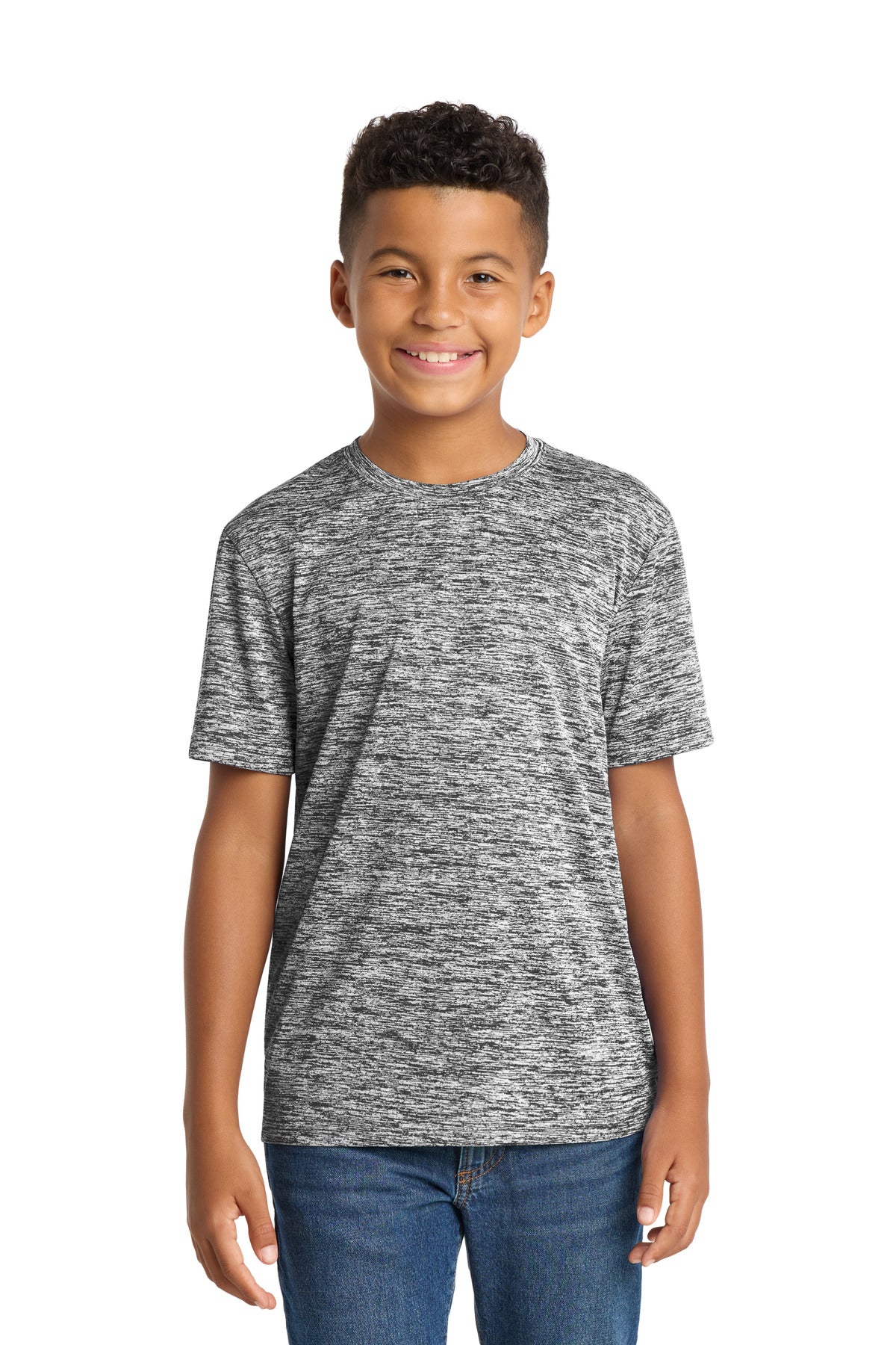 Custom Embroidery or DTF Print - Sport-Tek ® Youth PosiCharge ® Electric Heather Tee. YST390