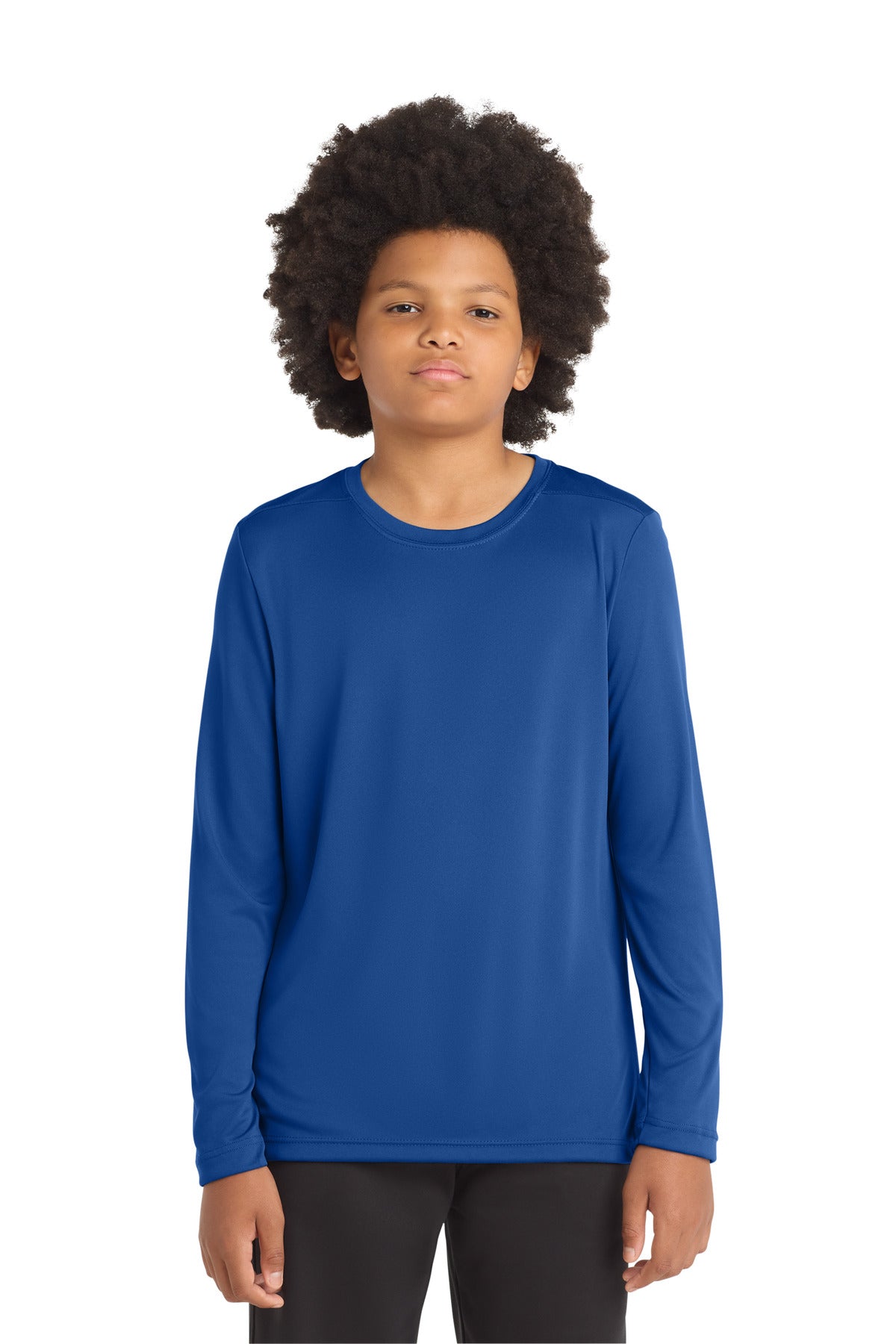 Custom Embroidery or DTF Print - Sport-Tek ® Youth Posi-UV ® Pro Long Sleeve Tee. YST420LS