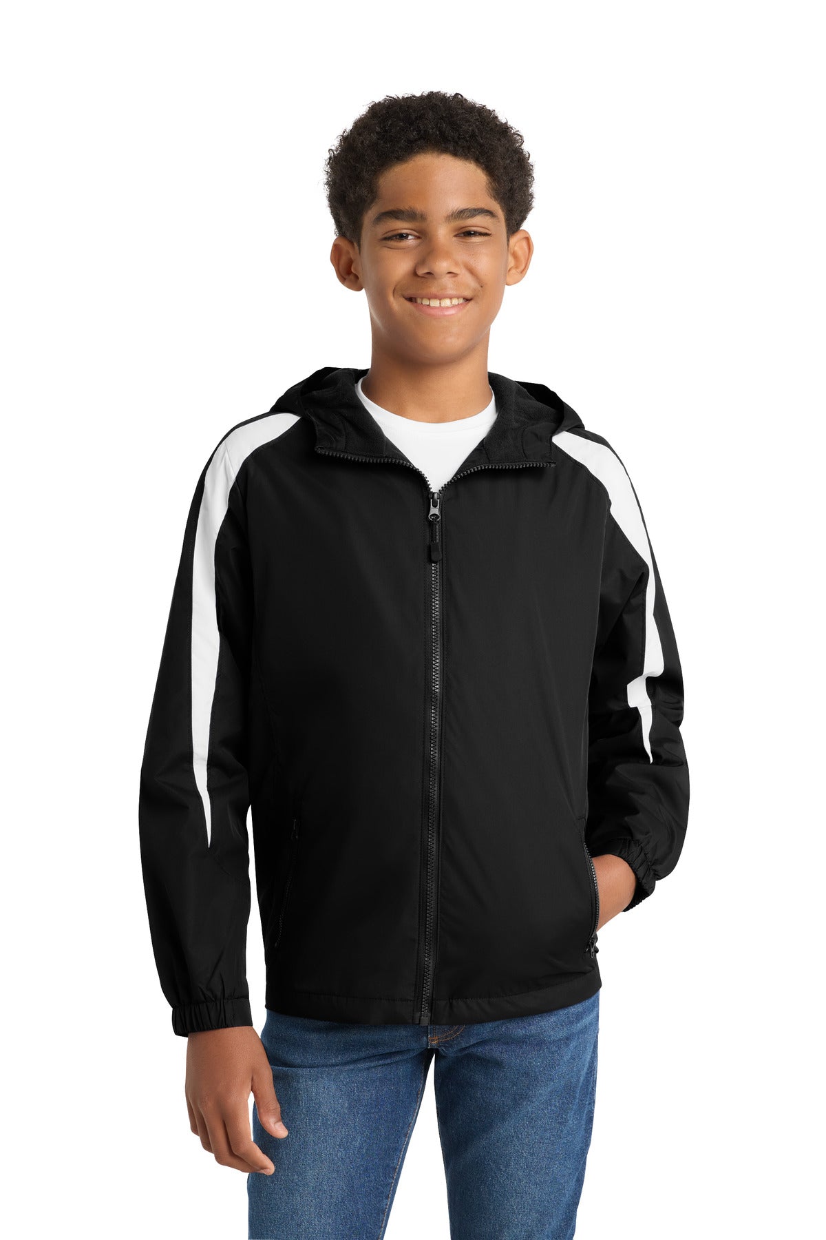 Custom Embroidery or DTF Print - Sport-Tek ® Youth Fleece-Lined Colorblock Jacket. YST81