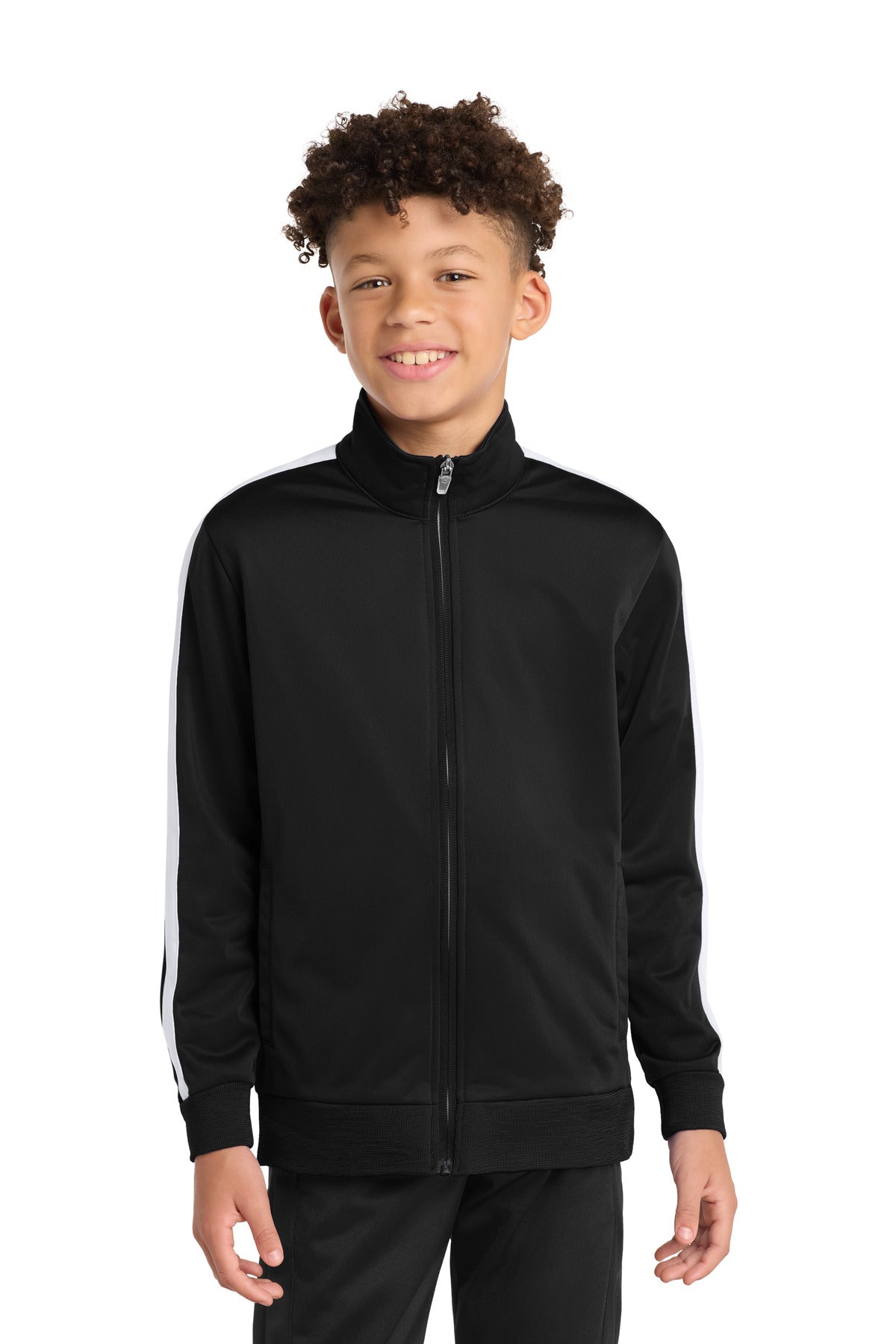 Custom Embroidery or DTF Print - Sport-Tek ® Youth Tricot Sleeve Stripe Track Jacket. YST94