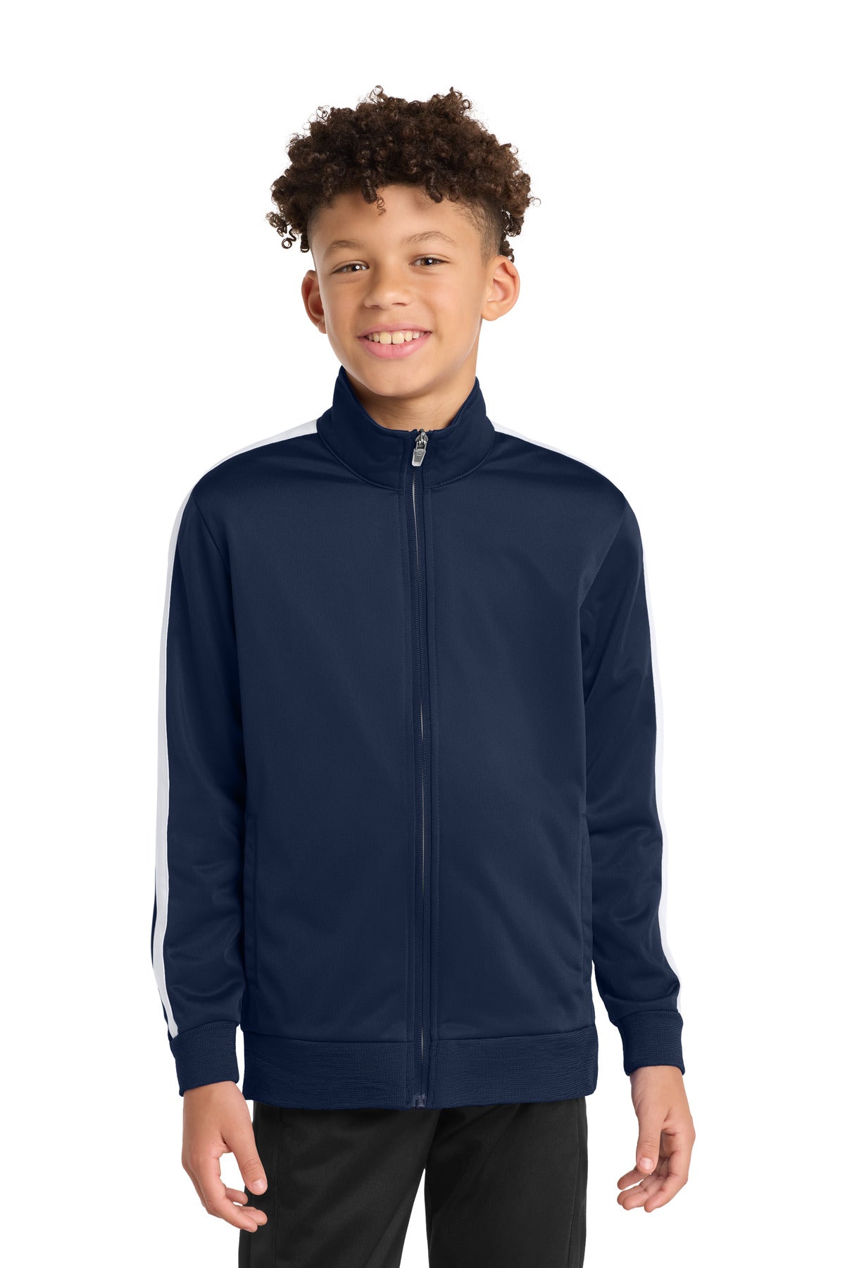 Custom Embroidery or DTF Print - Sport-Tek ® Youth Tricot Sleeve Stripe Track Jacket. YST94