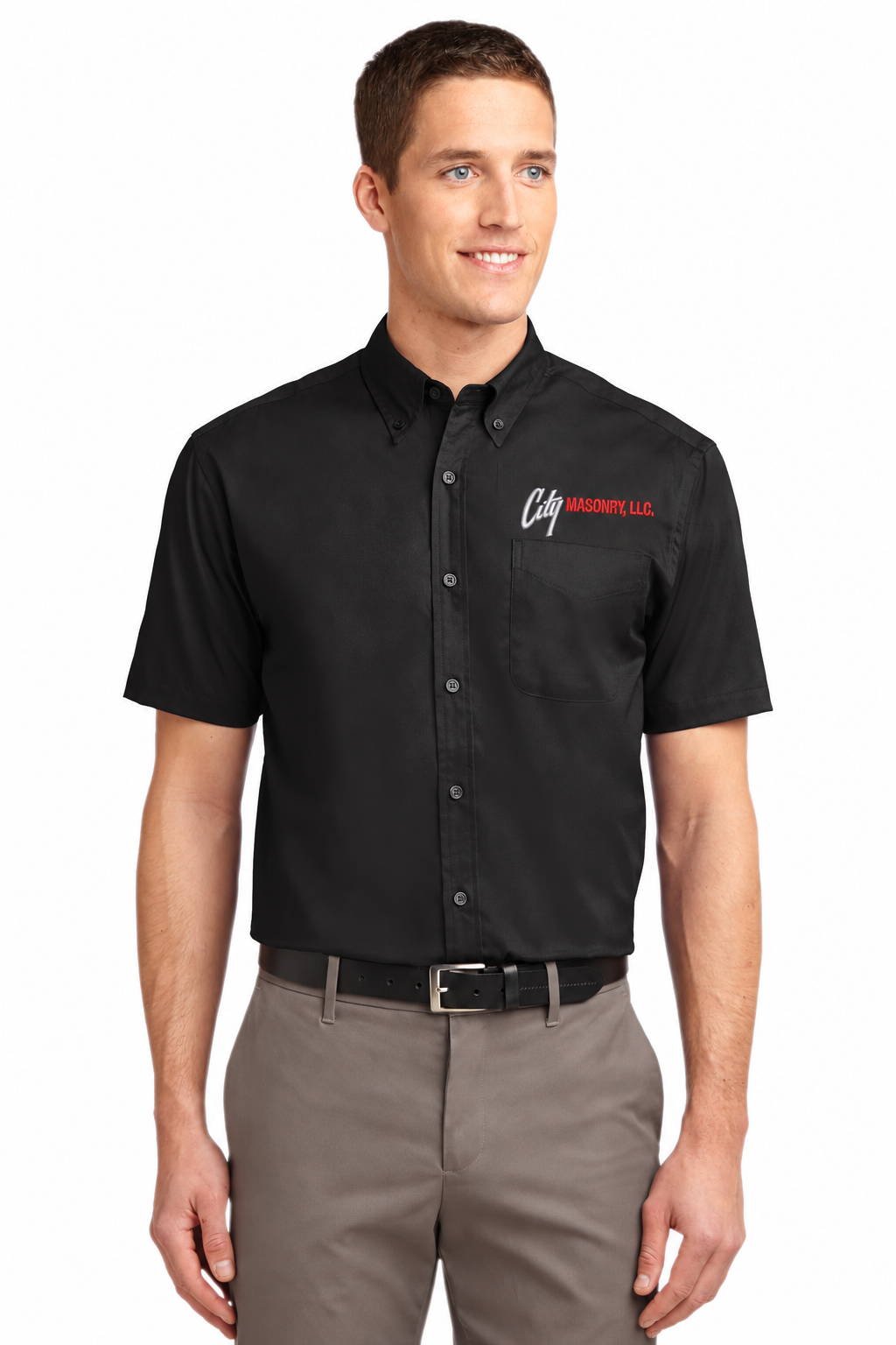 City Masonry S508 — Black/ Light Stone embroidered mockup