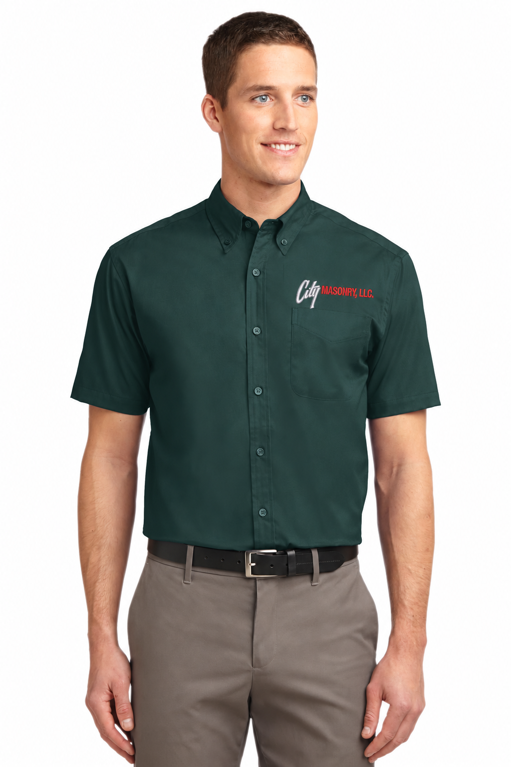 City Masonry S508 — Dark Green/ Navy embroidered mockup