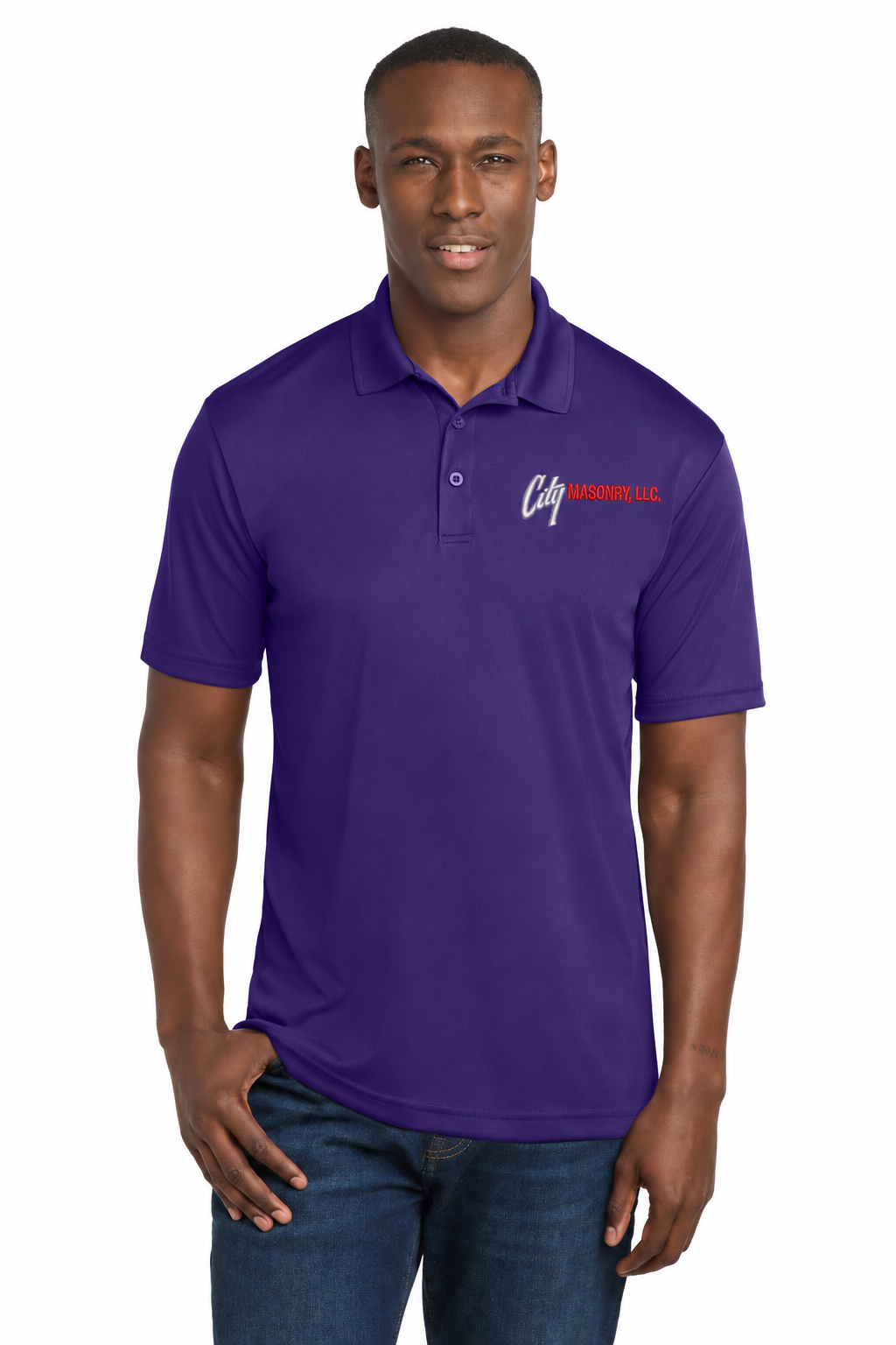City Masonry ST550 — Purple embroidered mockup