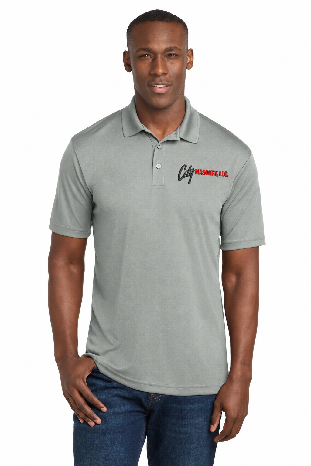 City Masonry ST550 — Silver embroidered mockup