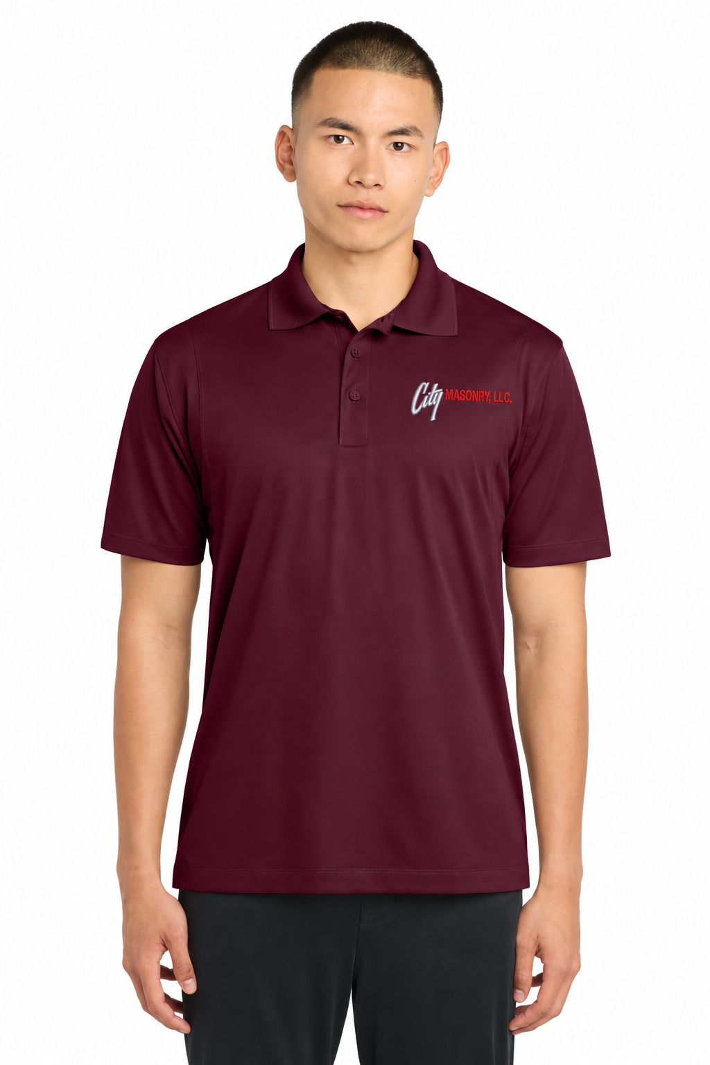 City Masonry ST650 — Maroon embroidered mockup