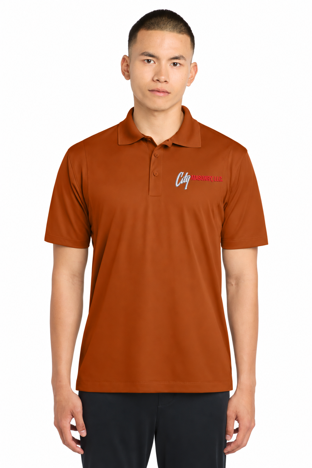 City Masonry ST650 — Texas Orange embroidered mockup