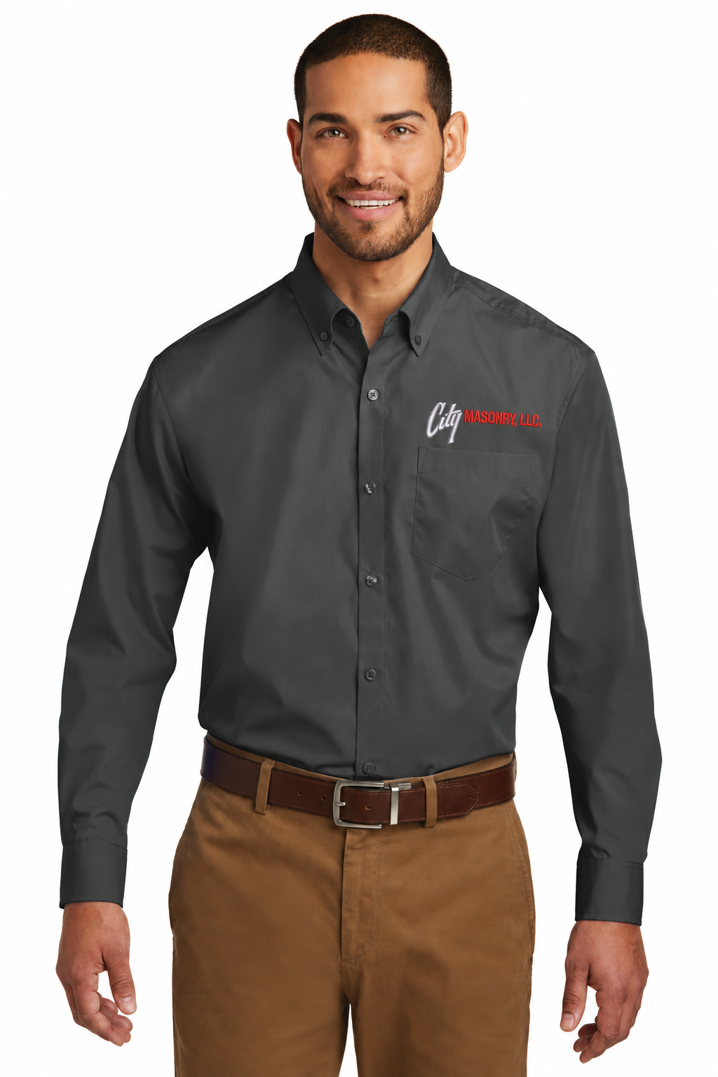 City Masonry W100 — Graphite embroidered mockup