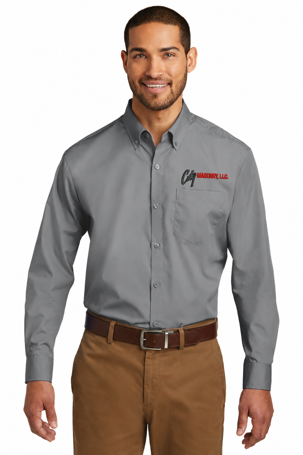 City Masonry W100 — Gusty Grey embroidered mockup