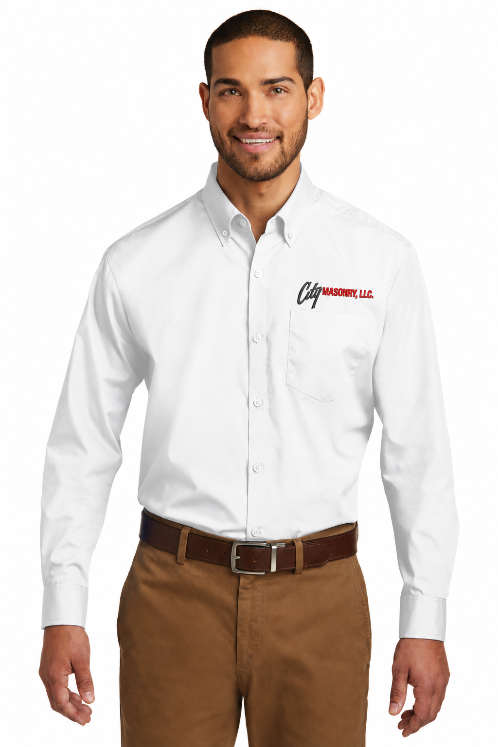 City Masonry W100 — White embroidered mockup