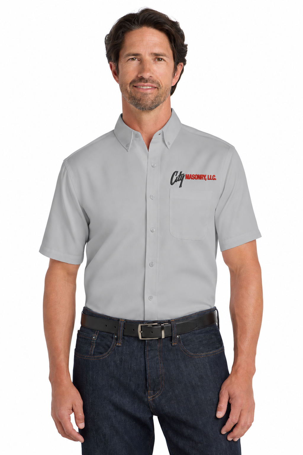 City Masonry W809 — Gusty Grey embroidered mockup
