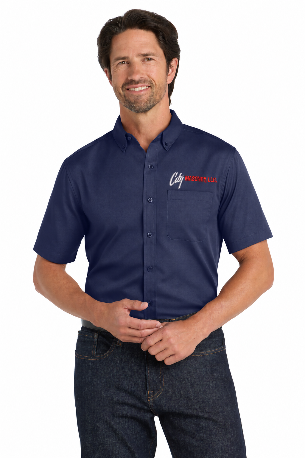 City Masonry W809 — True Navy embroidered mockup