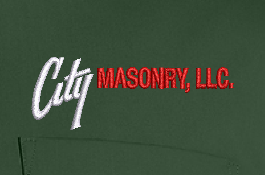 City Masonry W100 – Deep Forest Green embroidery closeup