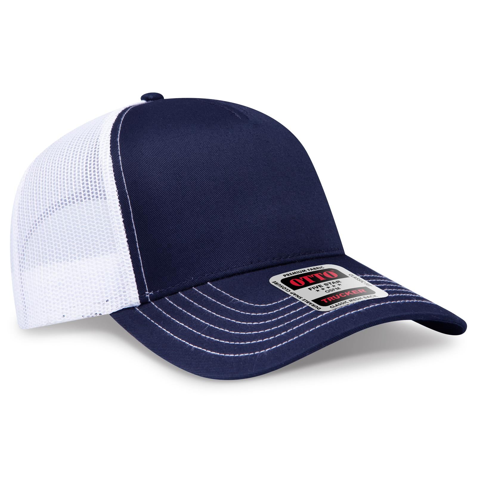 Custom Embroidered or DTF Printed - OTTO CAP® 5 Panel Low Profile Mesh Back Trucker Hat
