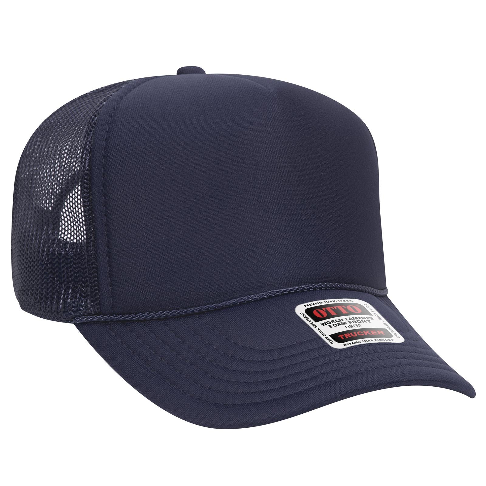 Custom Embroidered - OTTO CAP 5 Panel Mid Profile Mesh Back Trucker Hat