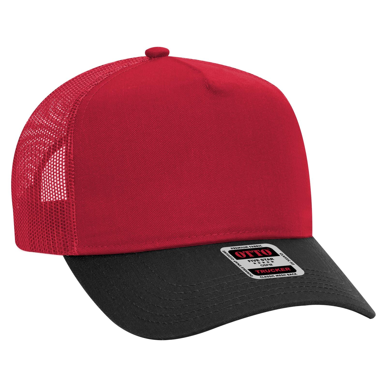 Custom Embroidered - OTTO CAP 5 Panel Mid Profile Mesh Back Trucker Hat
