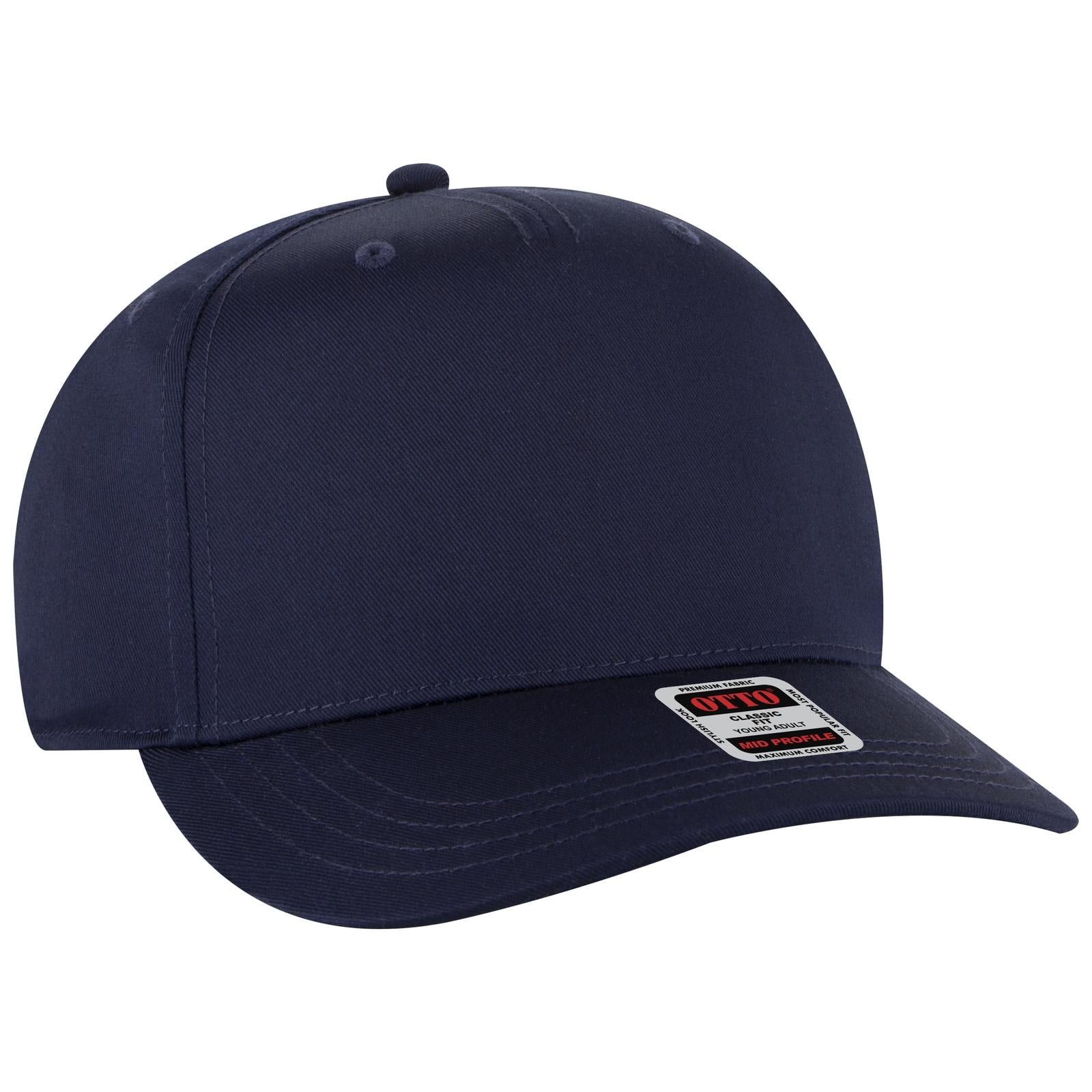 Custom Embroidered - OTTO CAP 5 Panel Mid Profile Baseball Cap