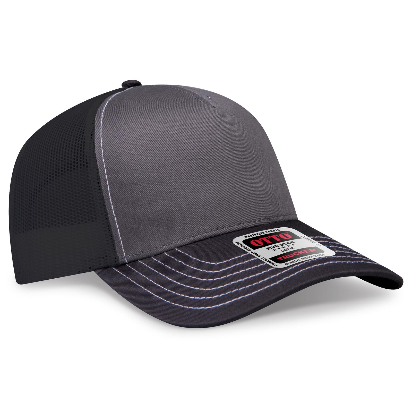 Custom Embroidered or DTF Printed - OTTO CAP® 5 Panel Low Profile Mesh Back Trucker Hat
