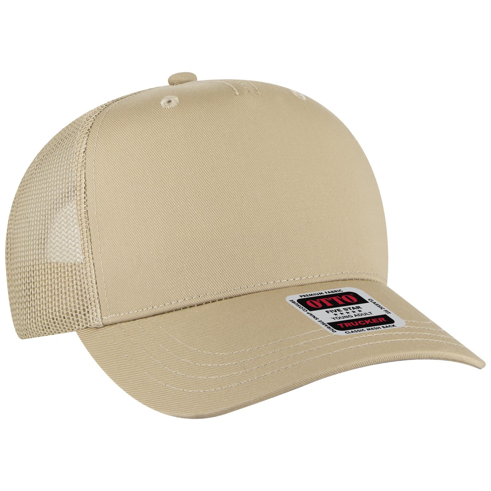 Custom Embroidered - OTTO CAP 5 Panel Mid Profile Mesh Back Trucker Hat
