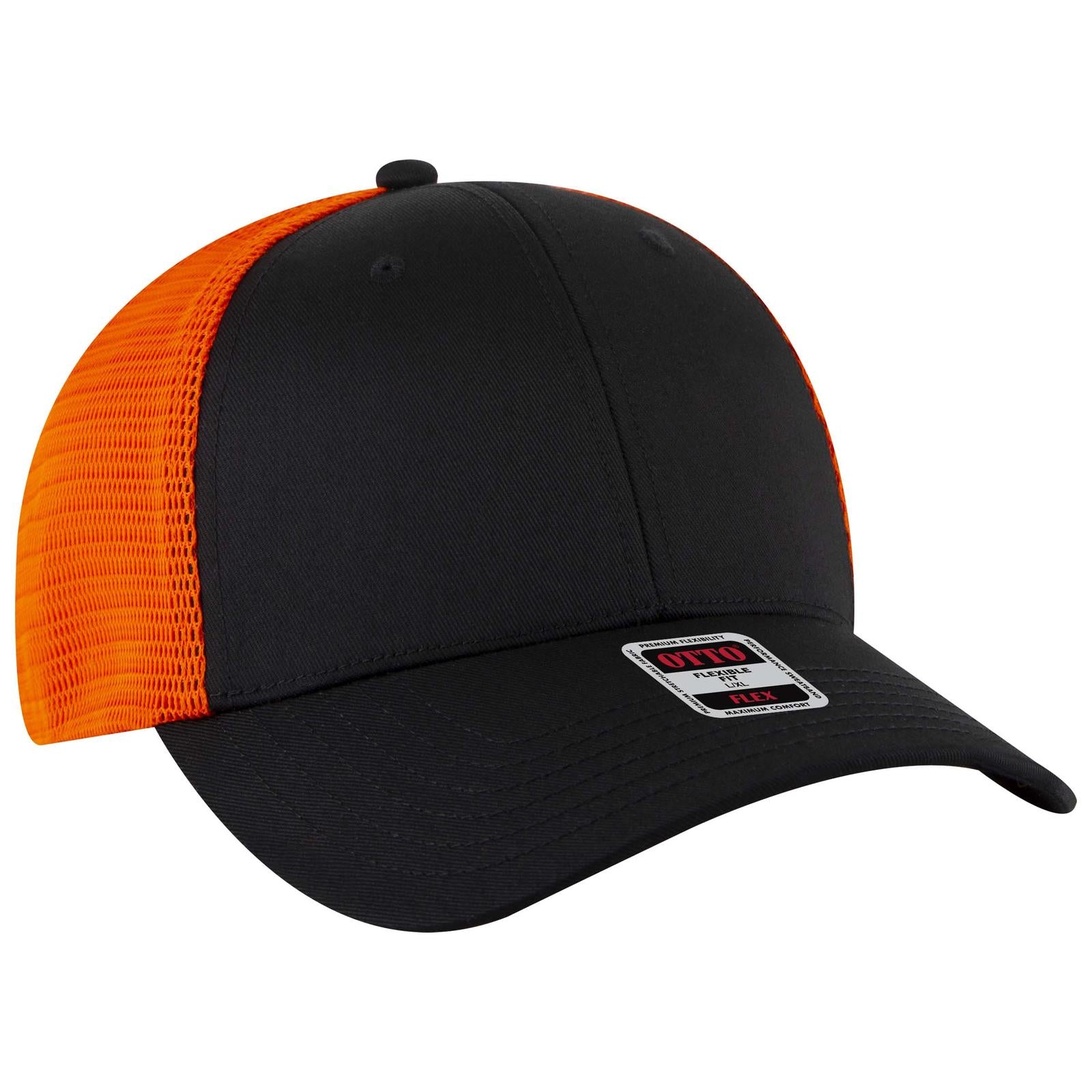 Custom Embroidered or DTF Printed - OTTO CAP® OTTO FLEX® Fitted 6 Panel Low Profile Mesh Back Trucker Hat