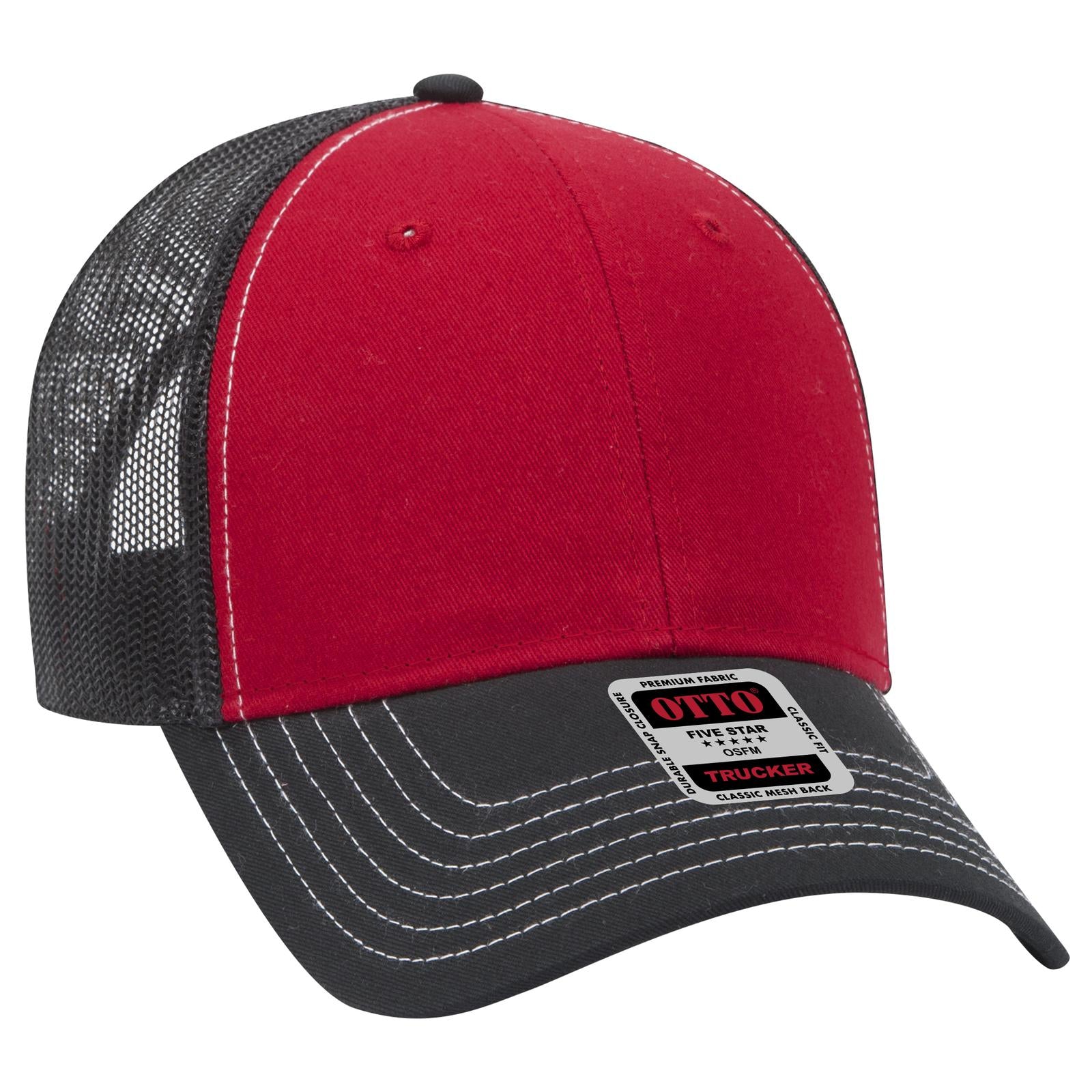 Custom Embroidered - OTTO CAP 6 Panel Low Profile Mesh Back Trucker Hat