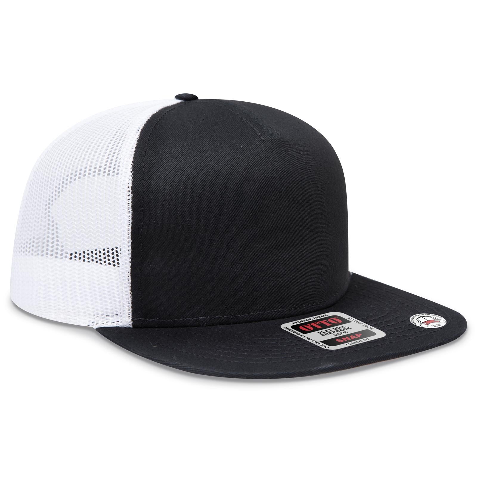 Custom Embroidered or DTF Printed - OTTO CAP® OTTO SNAP 5 Panel Pro Style Mesh Back Trucker Snapback Hat