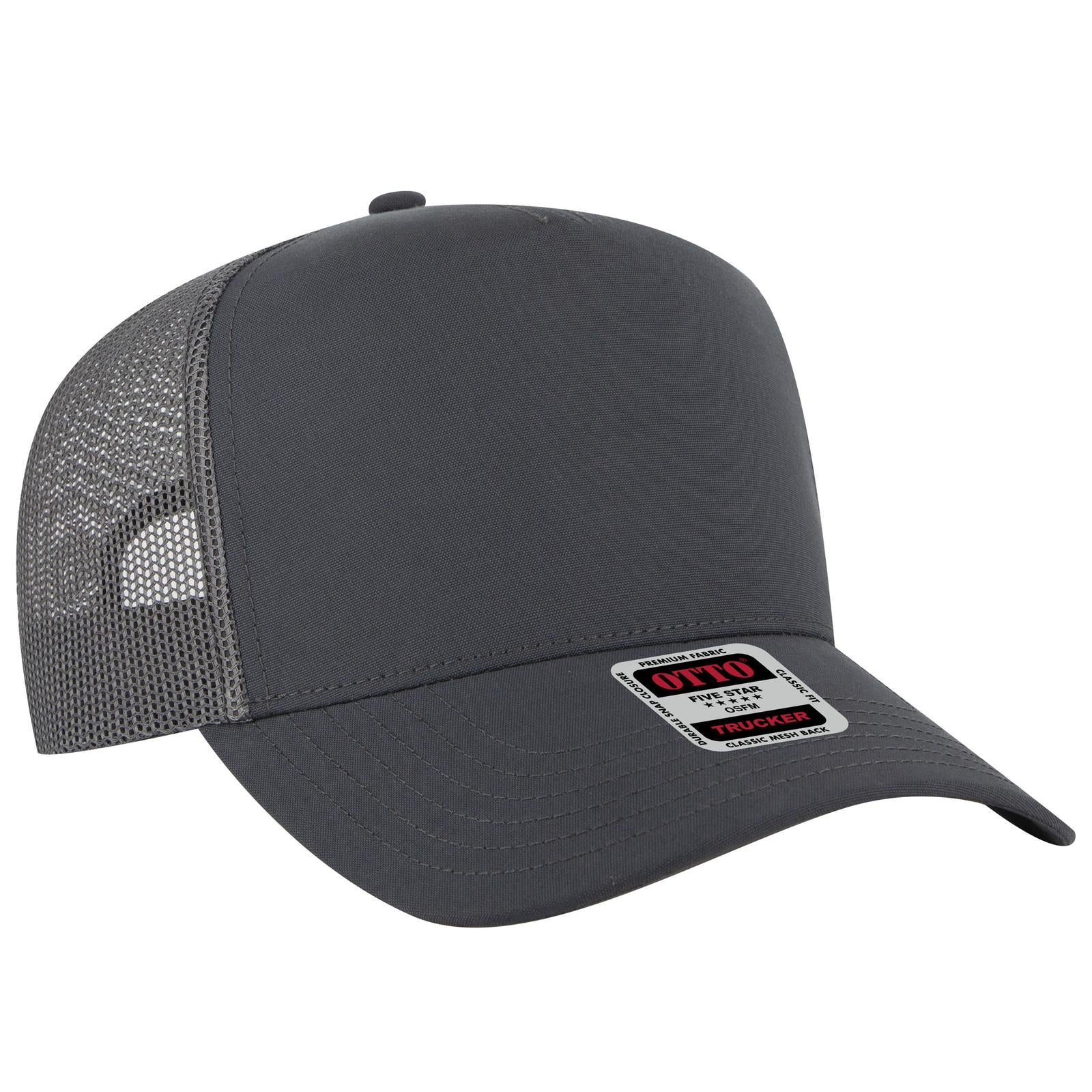 Custom Embroidered - OTTO CAP 5 Panel Mid Profile Mesh Back Trucker Hat