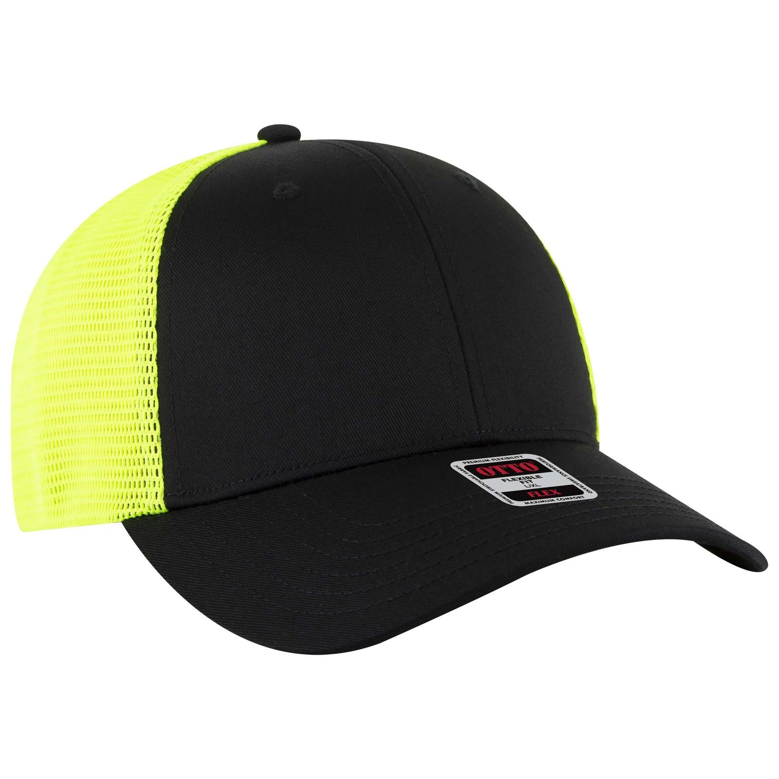 Custom Embroidered or DTF Printed - OTTO CAP® OTTO FLEX® Fitted 6 Panel Low Profile Mesh Back Trucker Hat