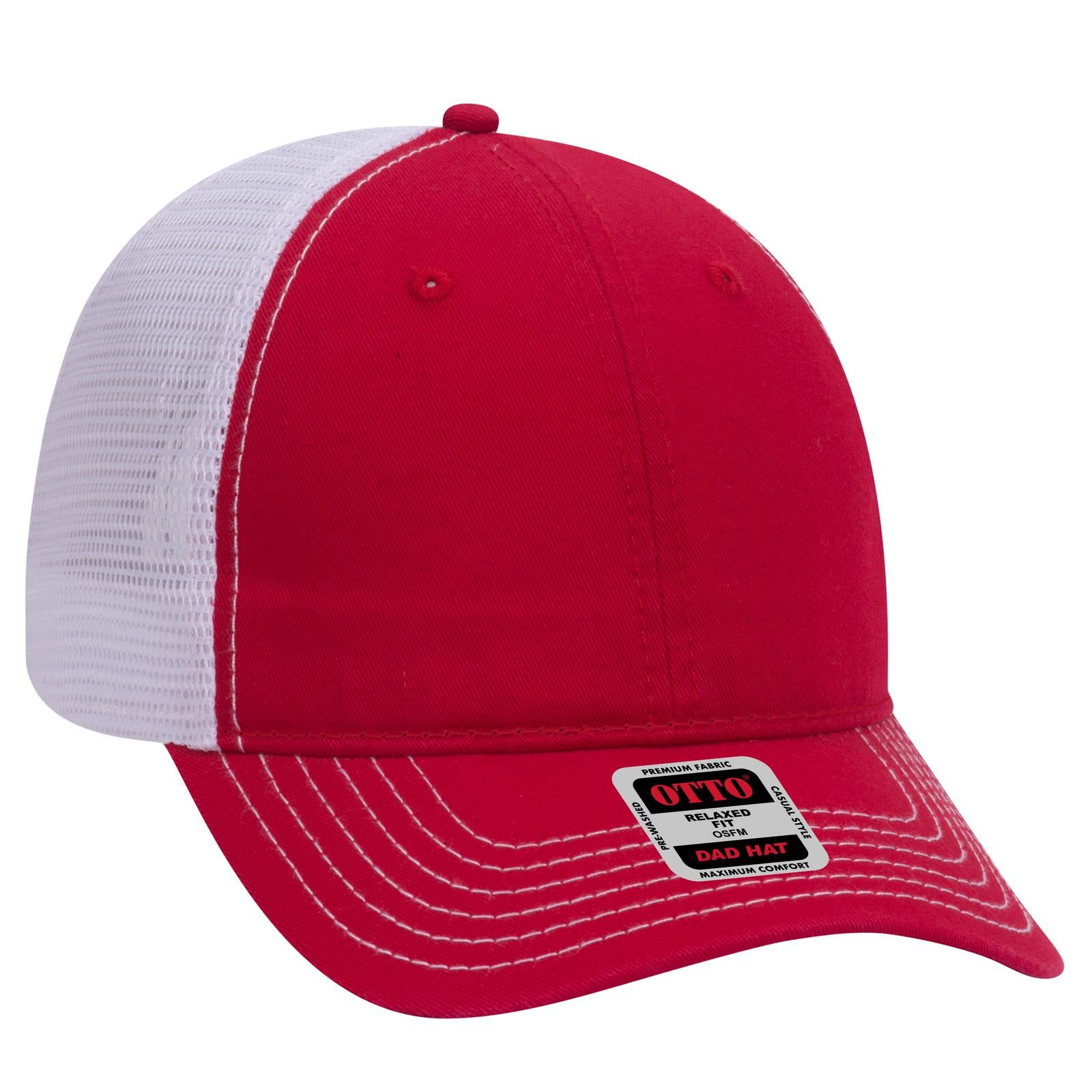 Custom Embroidered or DTF Printed - OTTO CAP® 6 Panel Low Profile Mesh Back Trucker Dad Hat