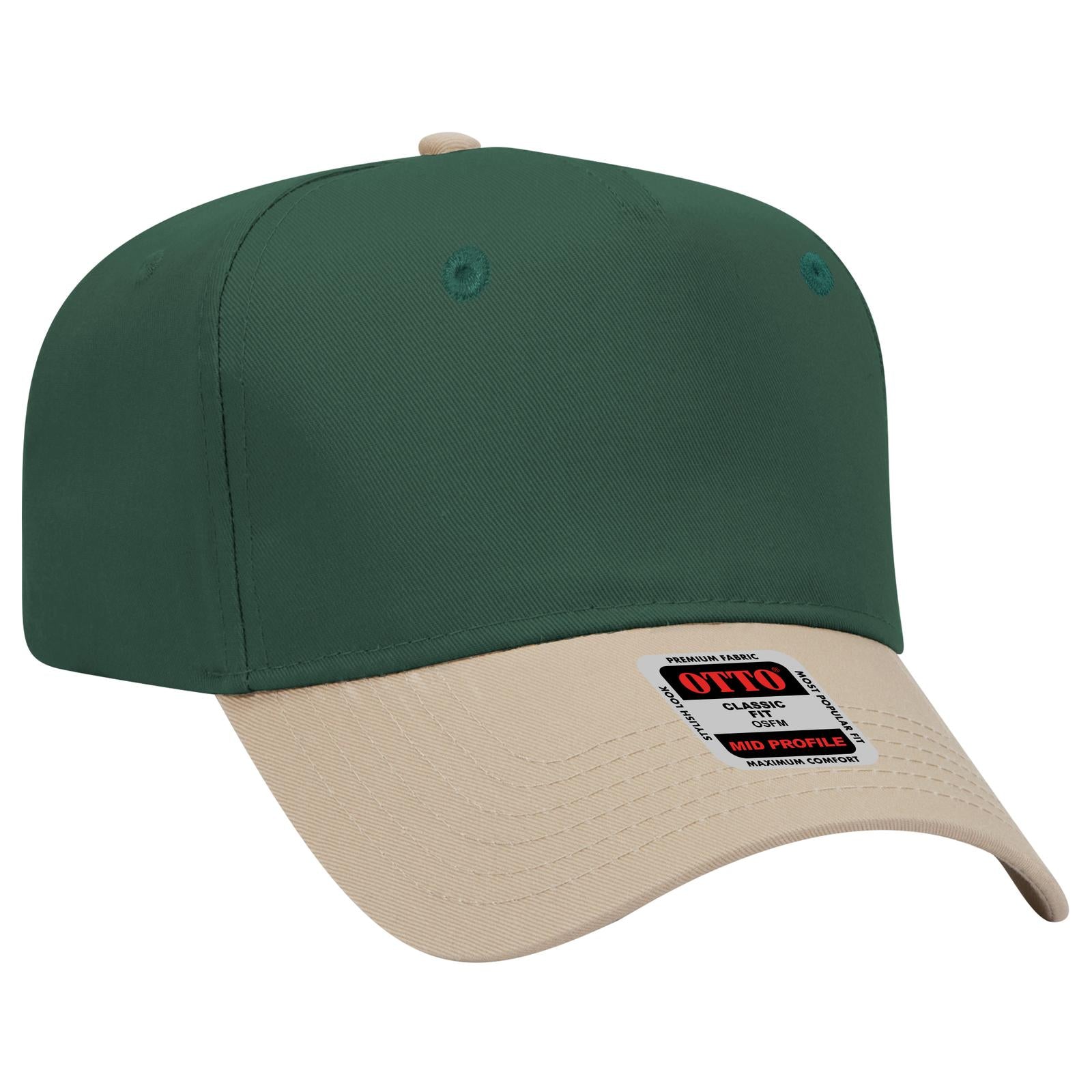 Custom Embroidered - OTTO CAP 5 Panel Mid Profile Baseball Cap