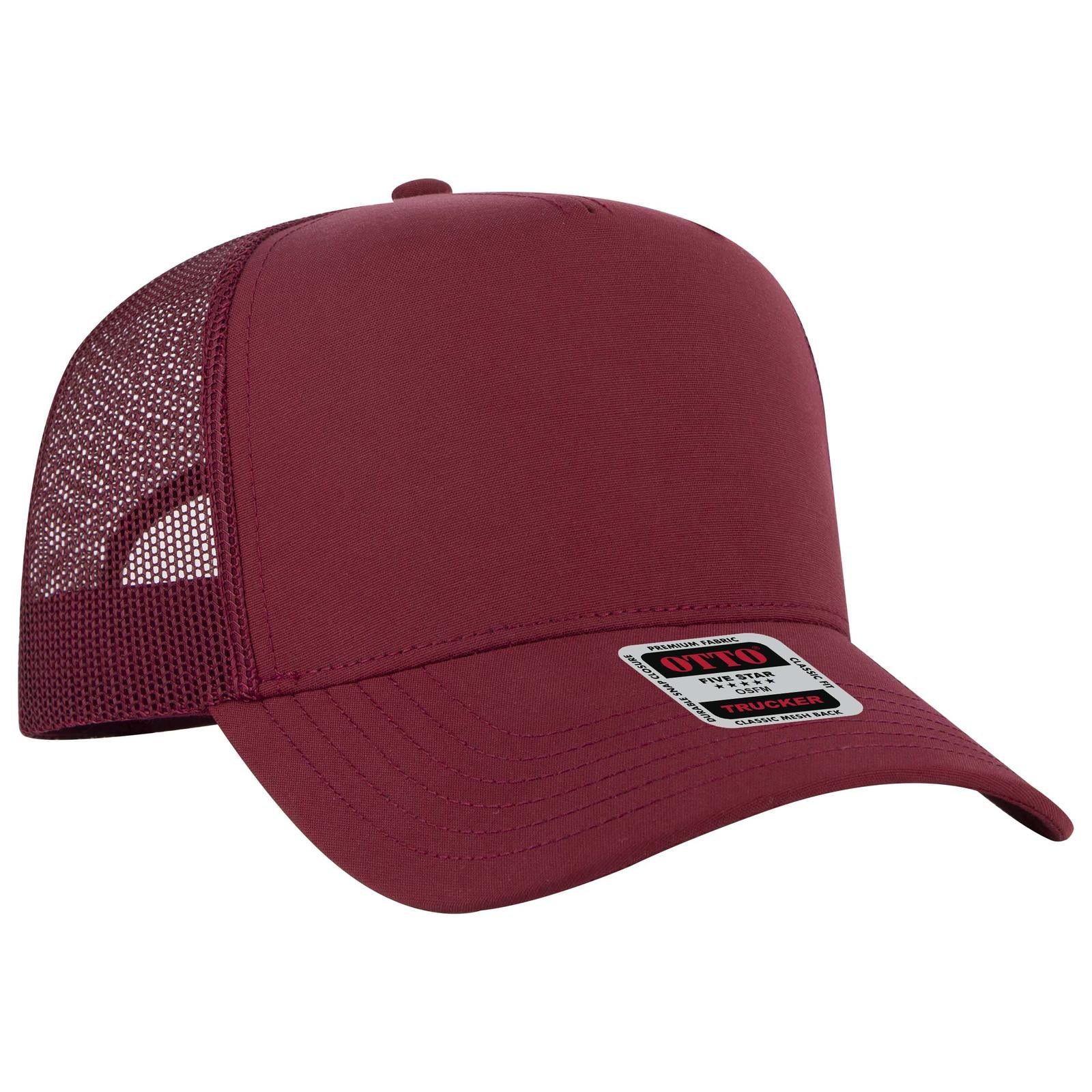 Custom Embroidered - OTTO CAP 5 Panel Mid Profile Mesh Back Trucker Hat
