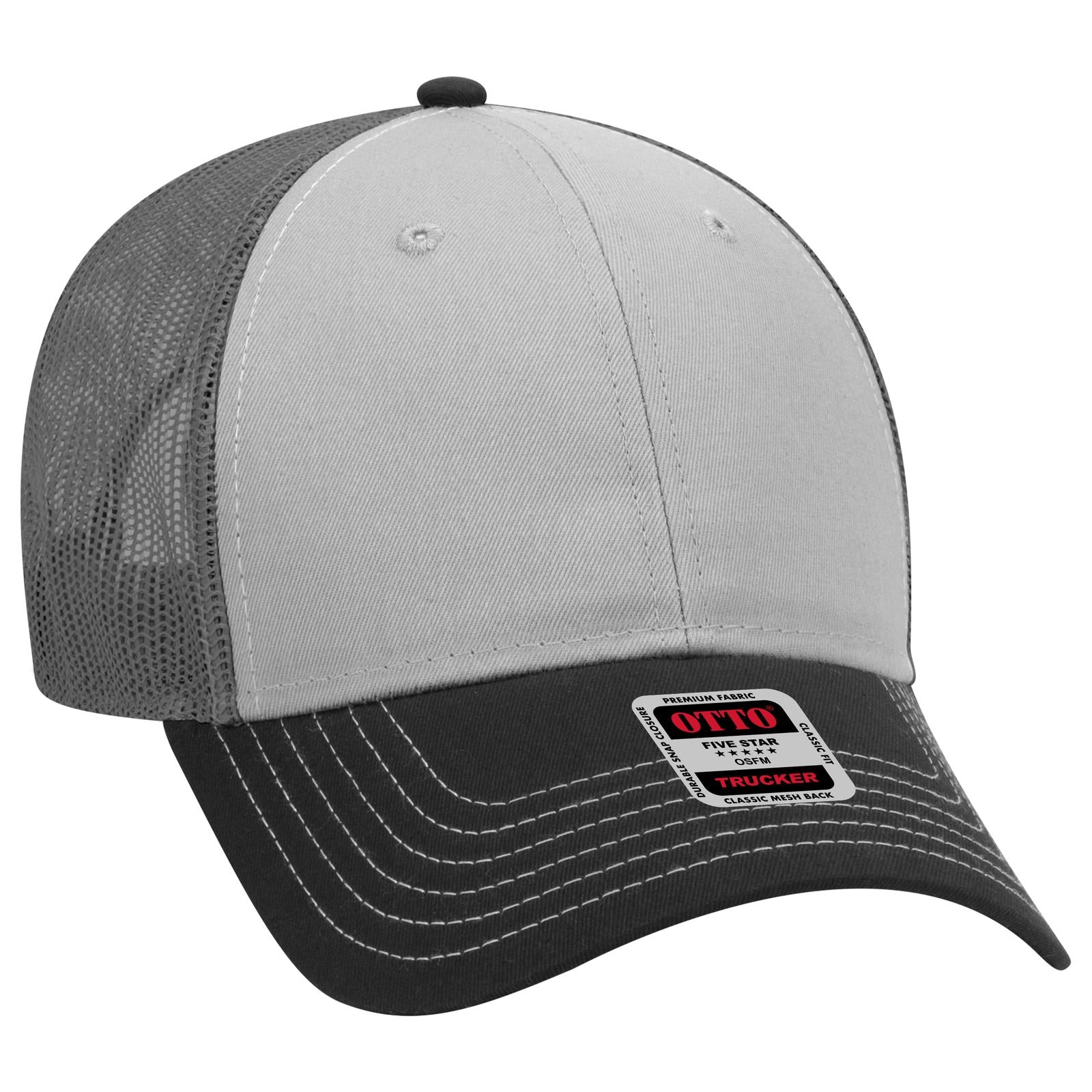 Custom Embroidered - OTTO CAP 6 Panel Low Profile Mesh Back Trucker Hat