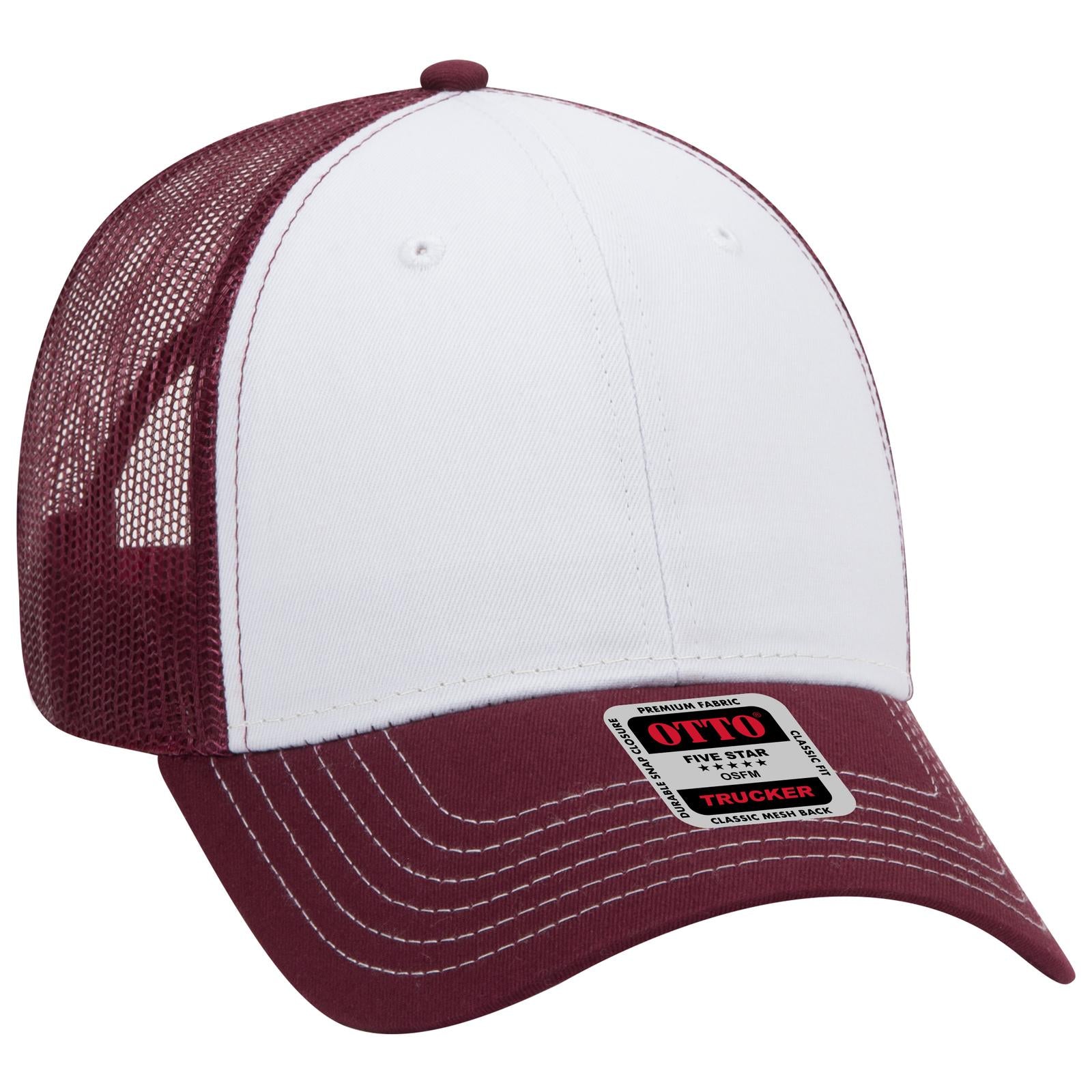 Custom Embroidered - OTTO CAP 6 Panel Low Profile Mesh Back Trucker Hat