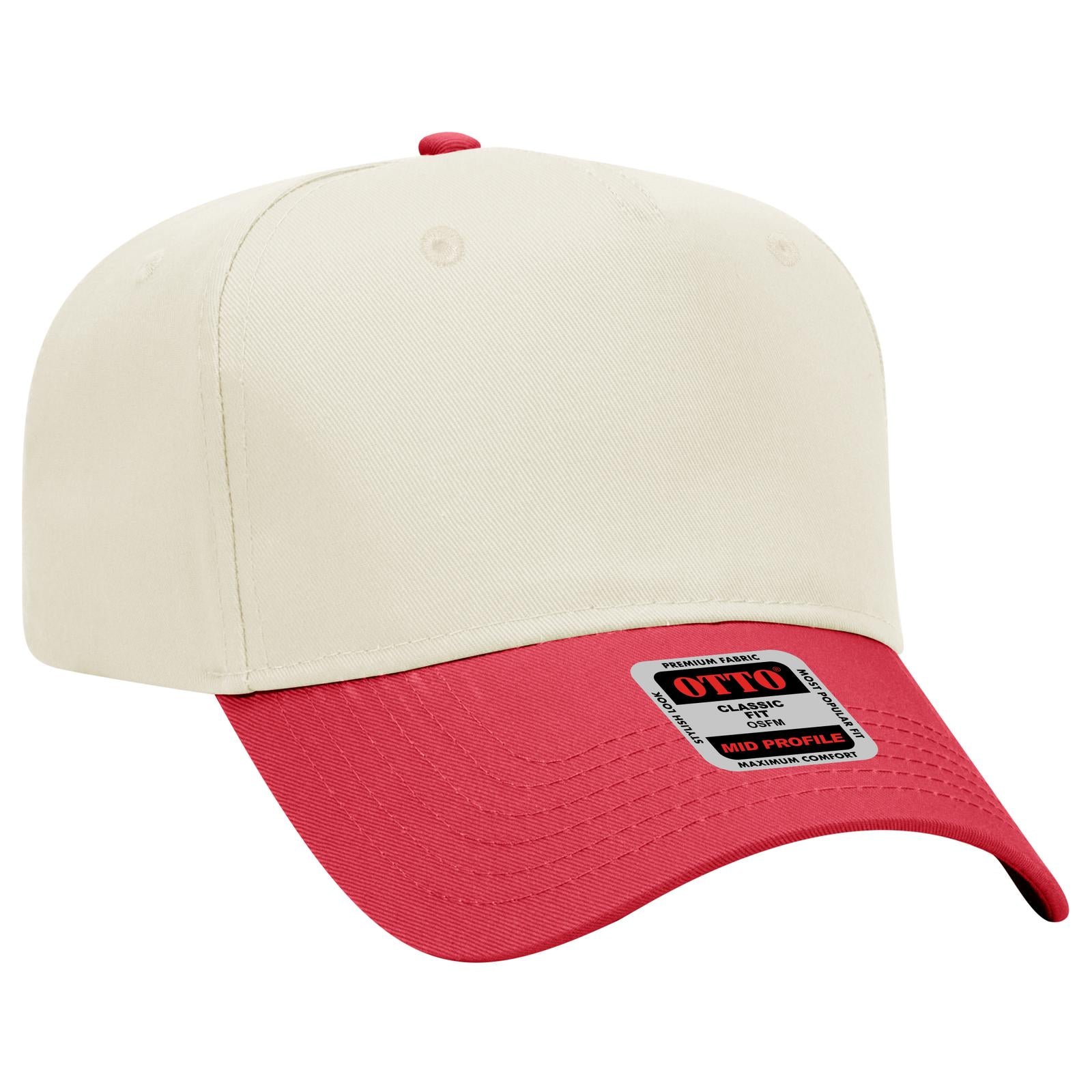 Custom Embroidered - OTTO CAP 5 Panel Mid Profile Baseball Cap